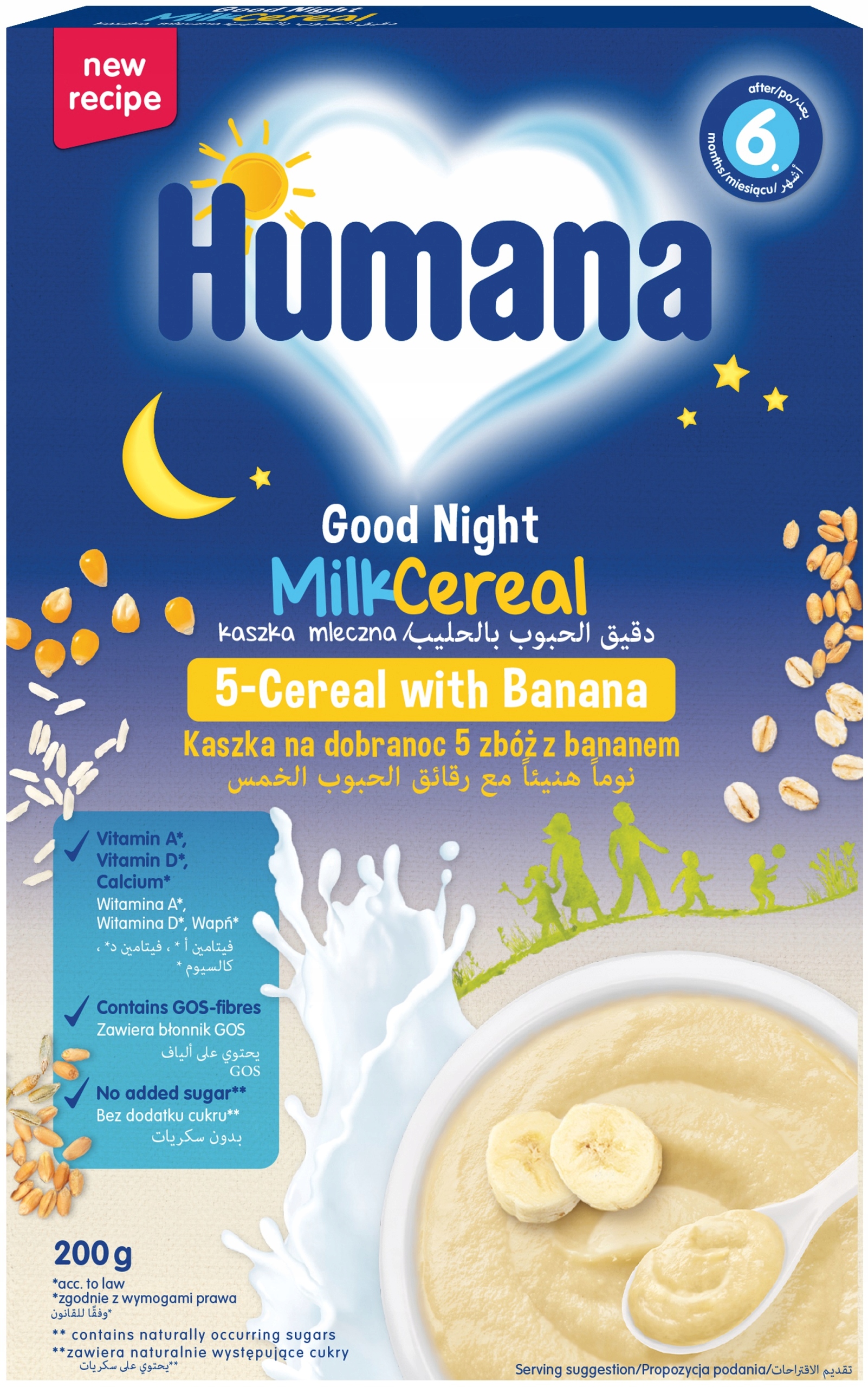 Humana pieno košė iš 5 žirnialų su bananais nuo 6 mėn.