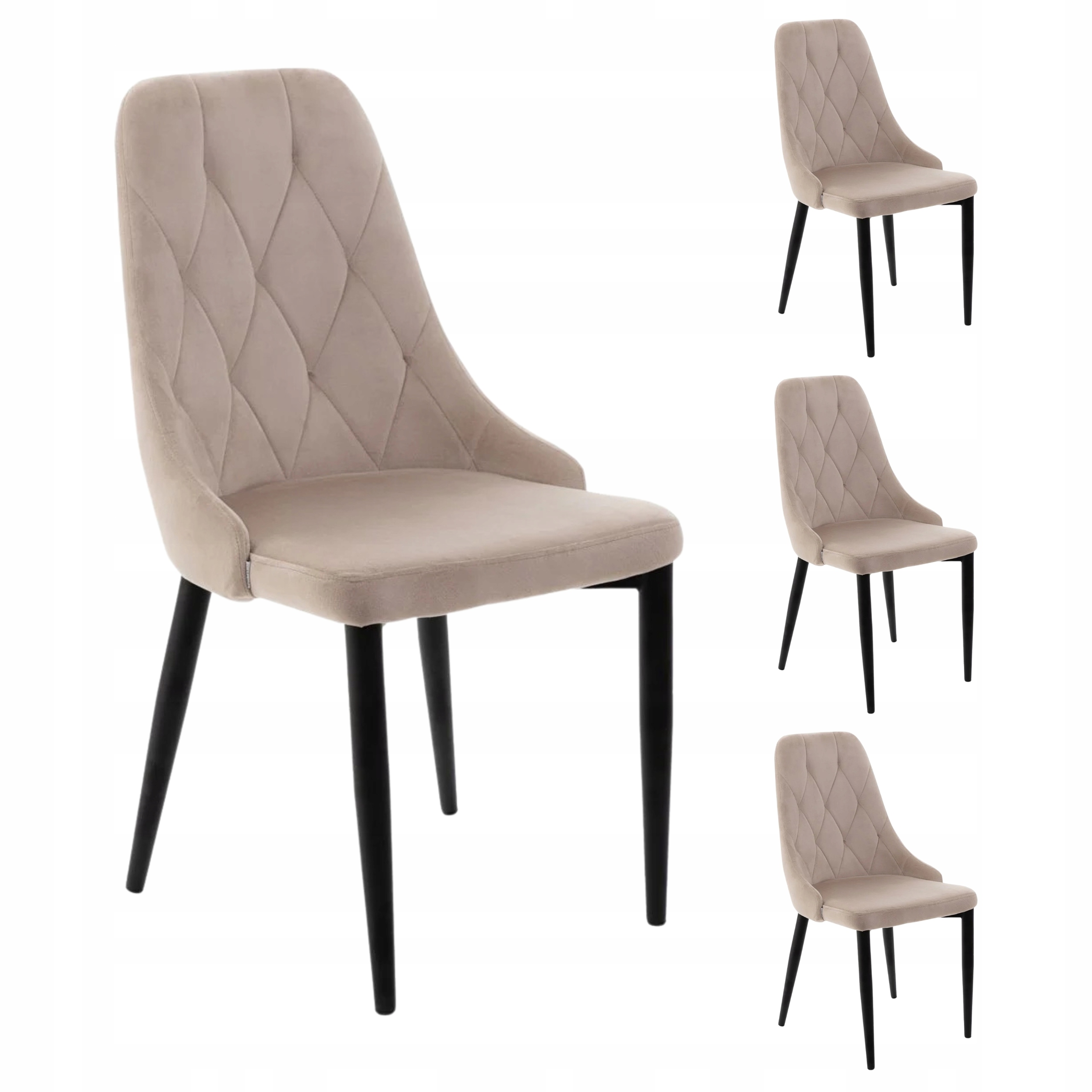 4x LOUIS QUILTER aksominės dygsniuotos kėdės rinkinys, smėlio spalvos, 44x59x88cm HOMLA