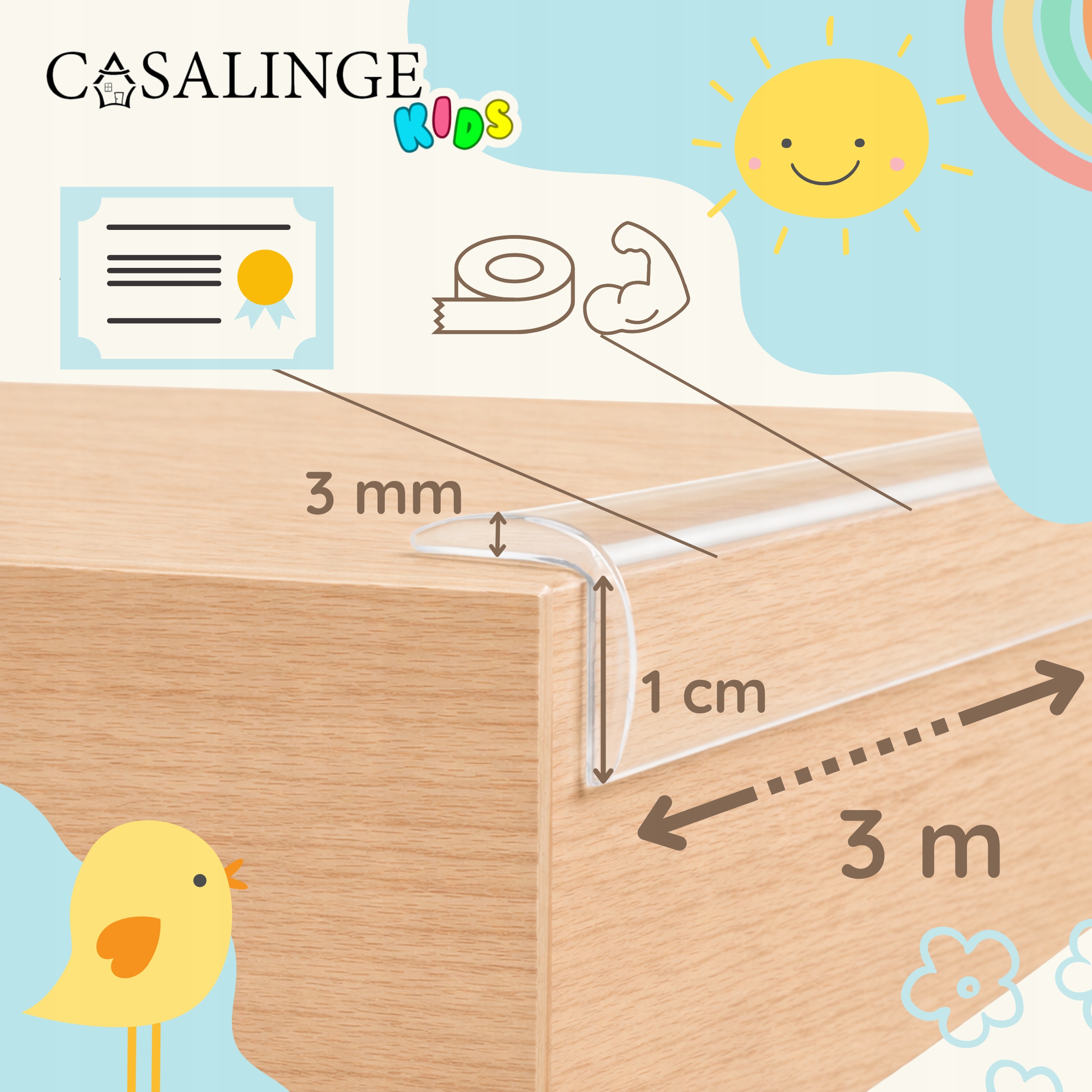 Casalinge apsauginė juostelė staliaus kraštams 2 m