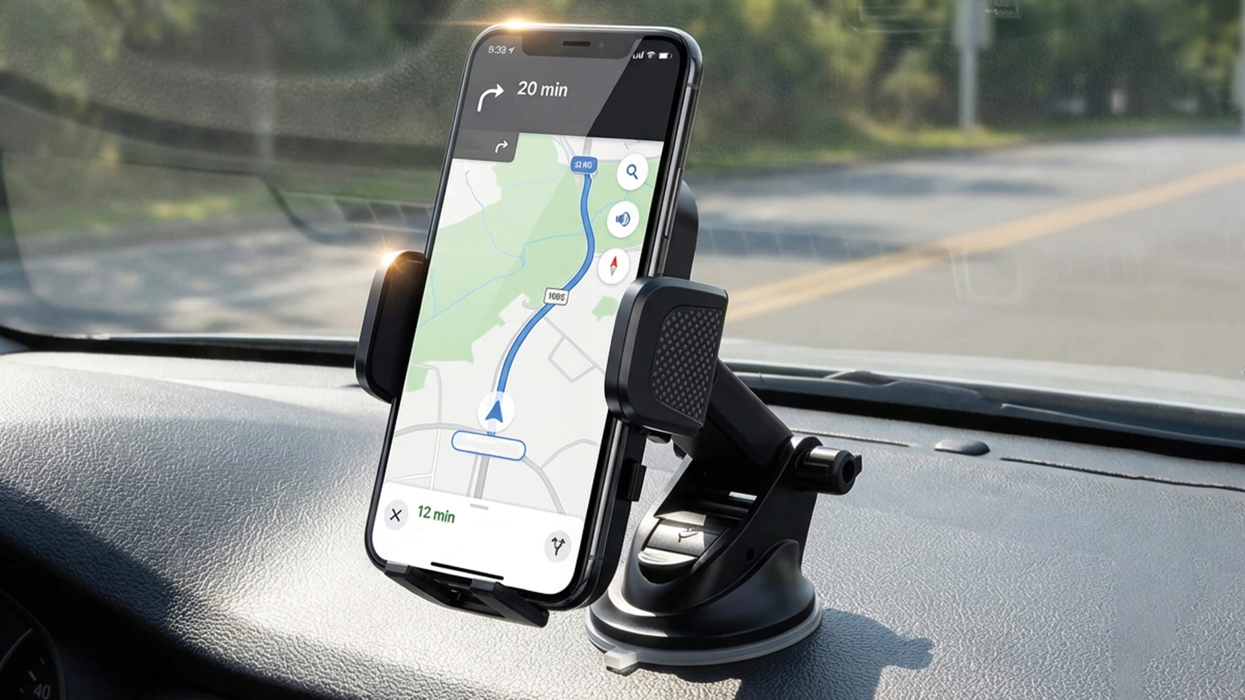 Automobilio telefono laikiklis prie automobilio lango, suspaudimo kabina