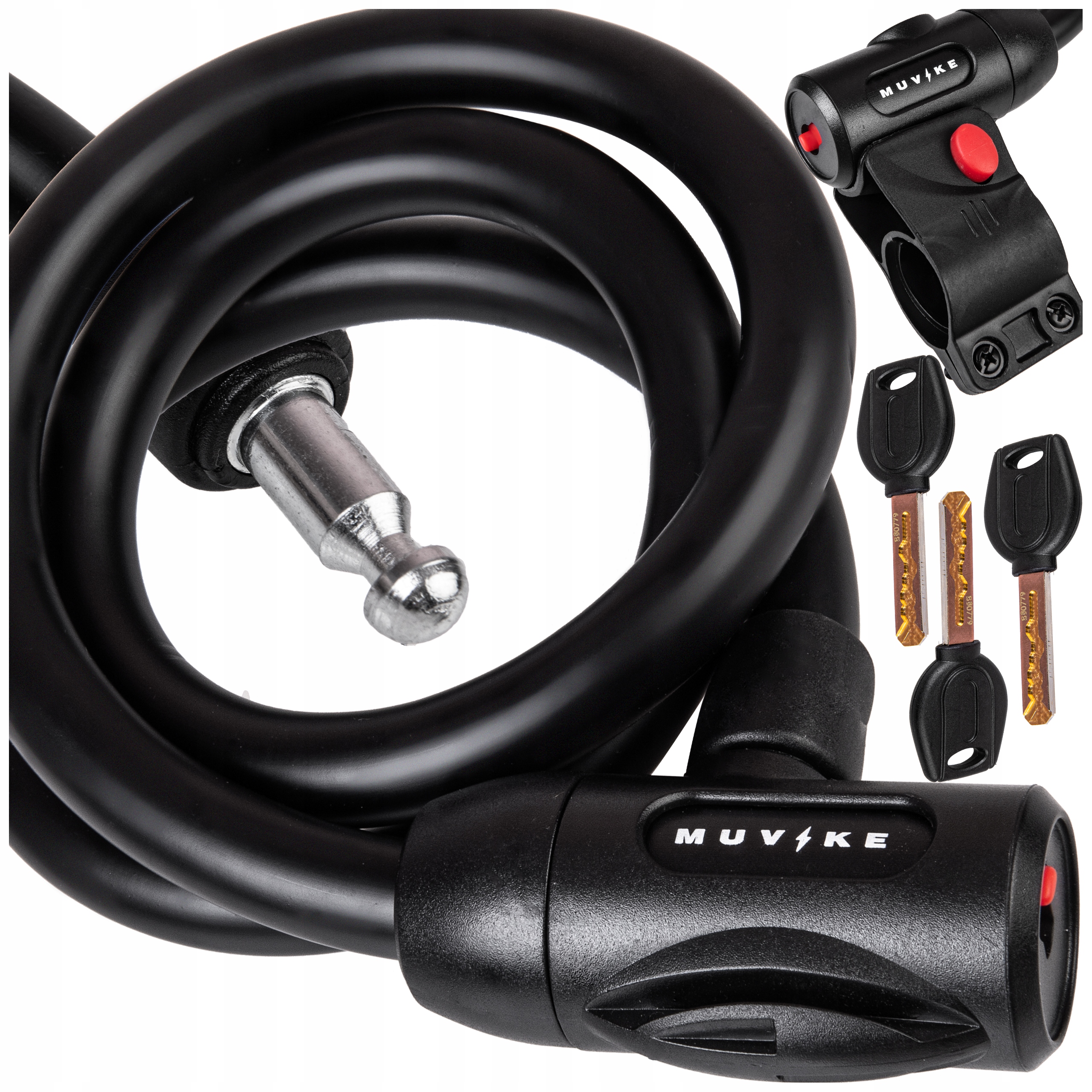 Muvike dviračio spyna su raktu 100cm 15mm