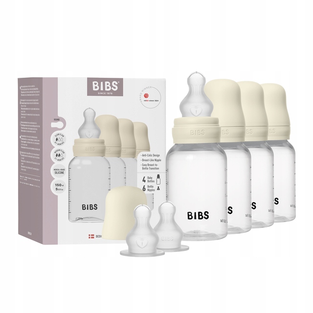 BIBS kūdikio buteliukas Plastikinis BIBS 150 ml 4 vnt Anti-dieglių silikonas