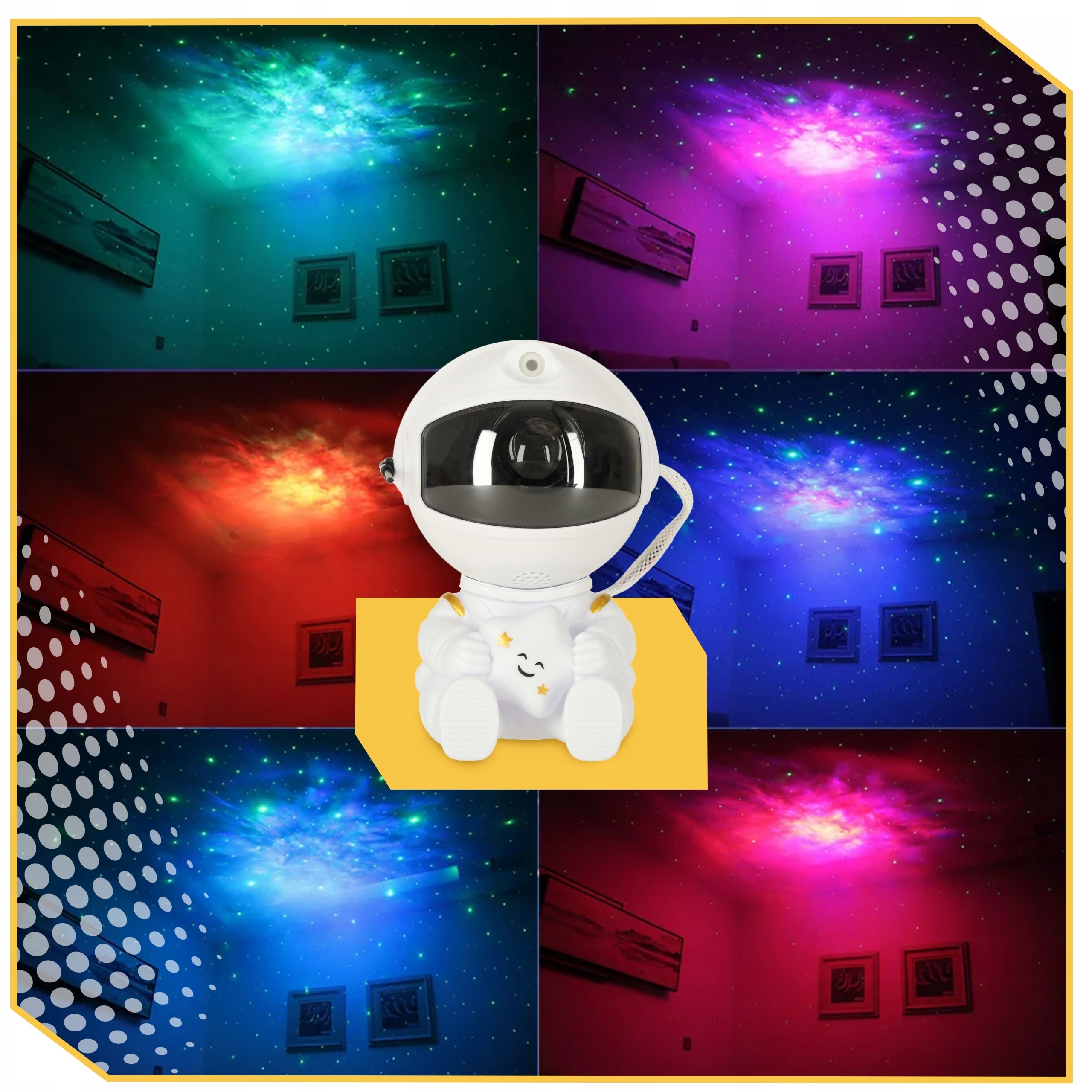 NAKTINIS LEMPAS VAIKŲ PROJEKTORIUS SU NUOTOLINIO VALDYMO PULTU STARS PROJECTOR astronautas