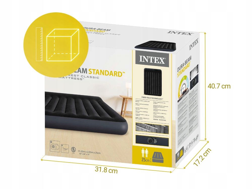 Veliūrinis oro čiužinys dvigulė lova 203x152x25 Intex 64150ND Nauja2025