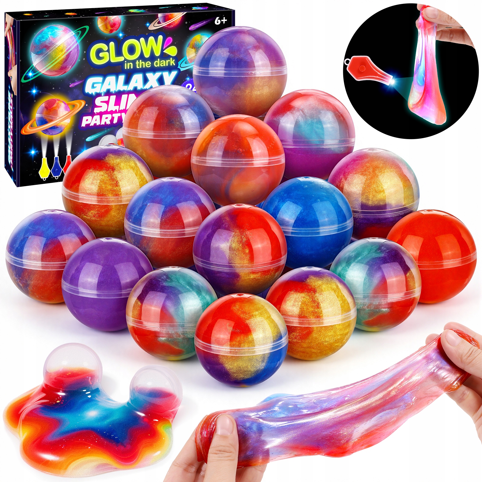 Cosmic Slime Balls rinkinys, vakarėlio dovana vaikams, 24 vnt