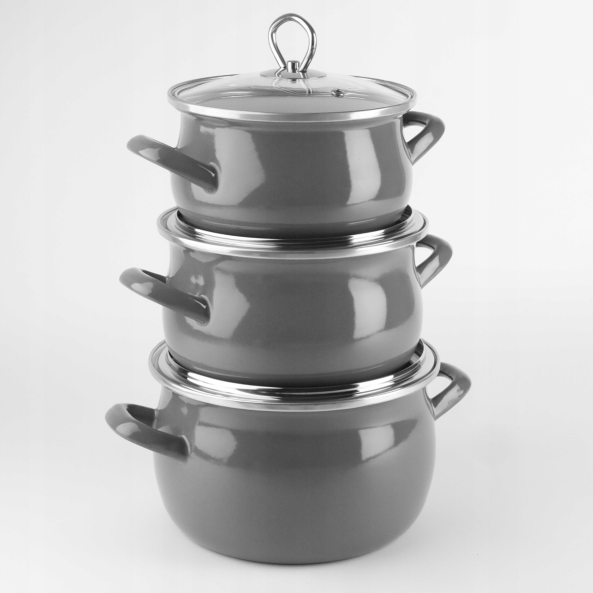 Pilkas emaliuotas puodas HELENA 5.5L Dujinis Tradicinis indukcinis Silesia Emalia