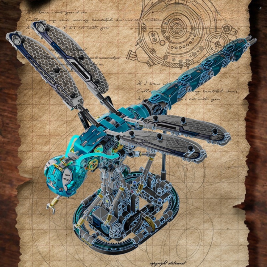 Technic MJI 13086 Blokai - Mechaninis LED Dragonfly 866 vnt. judantys sparnai