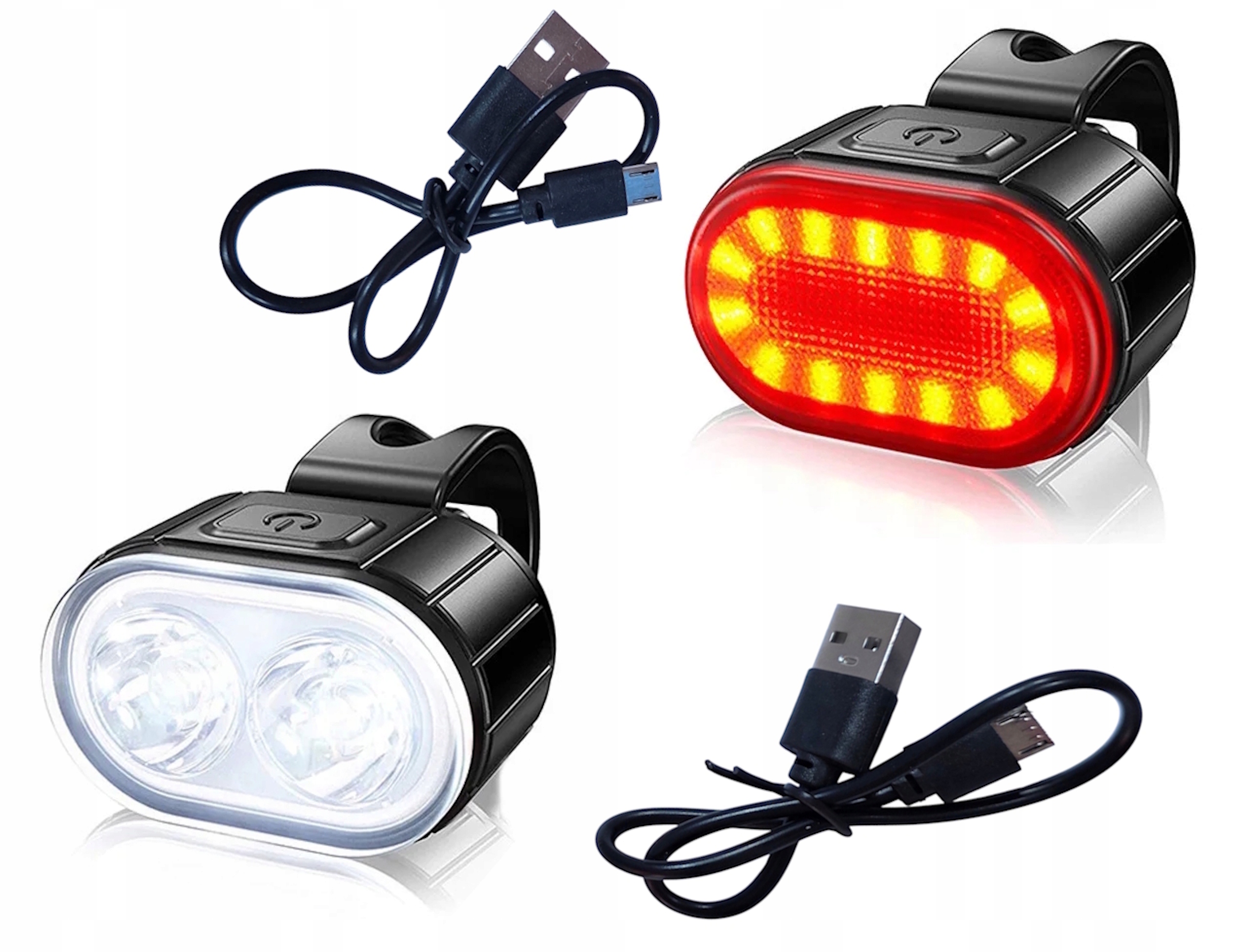 Dviračio apšvietimas PRIEKINIS IR GALIS DVIRAČIO LEMPŲ RINKINYS 800 lm USB