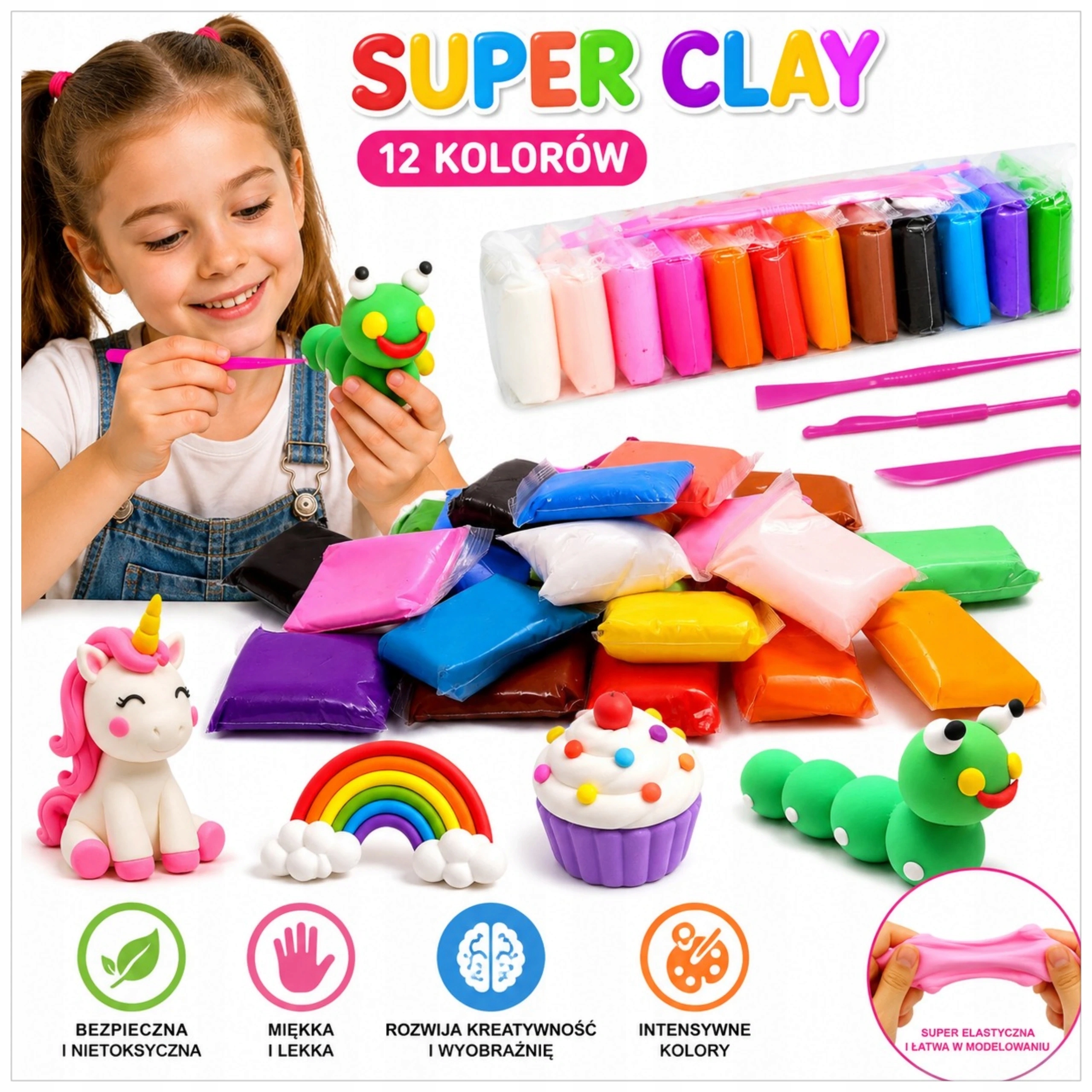 Toys spalvinga polimerinė plastelina 12 spalvų