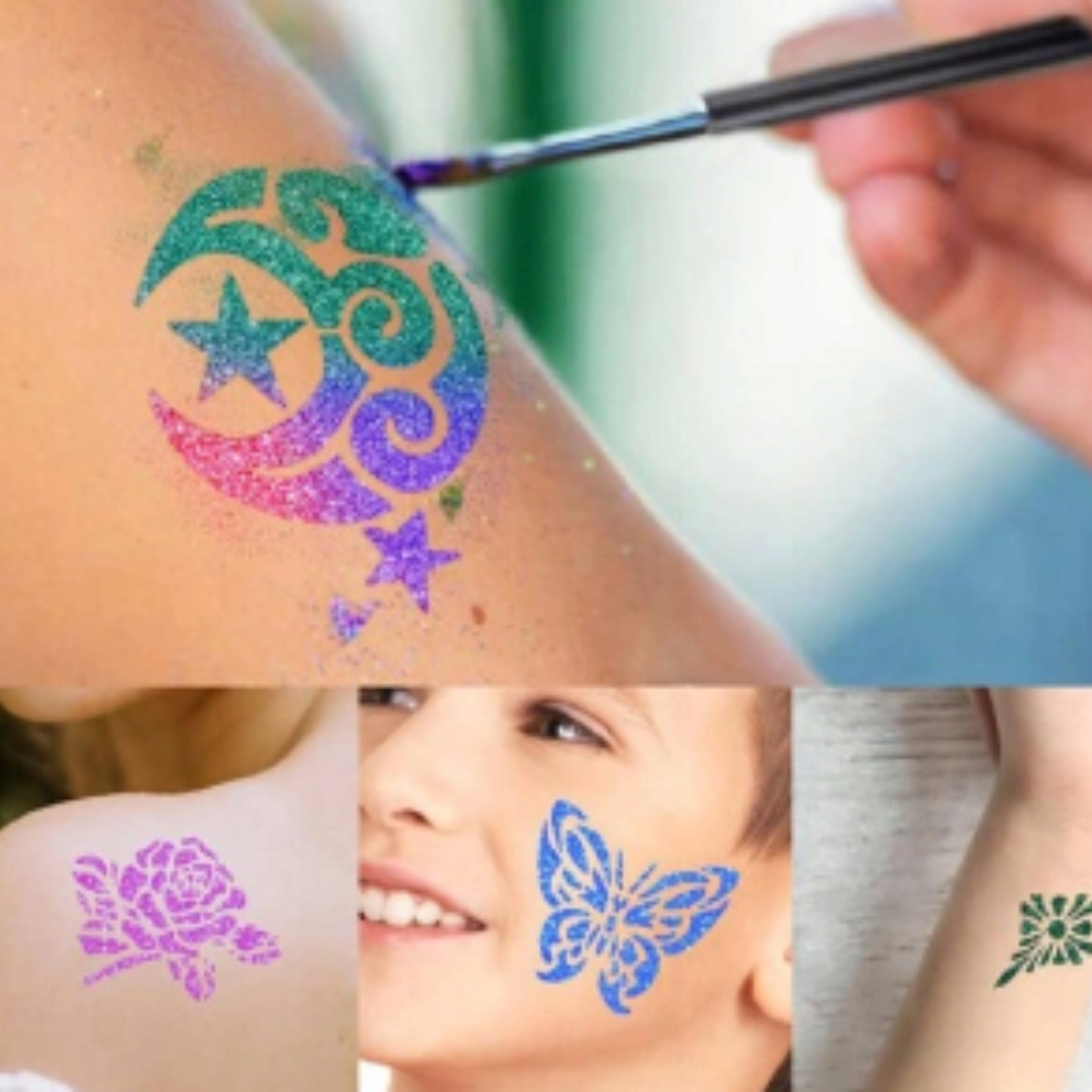 Tatuiruočių kūrimo rinkinys su blizgiais