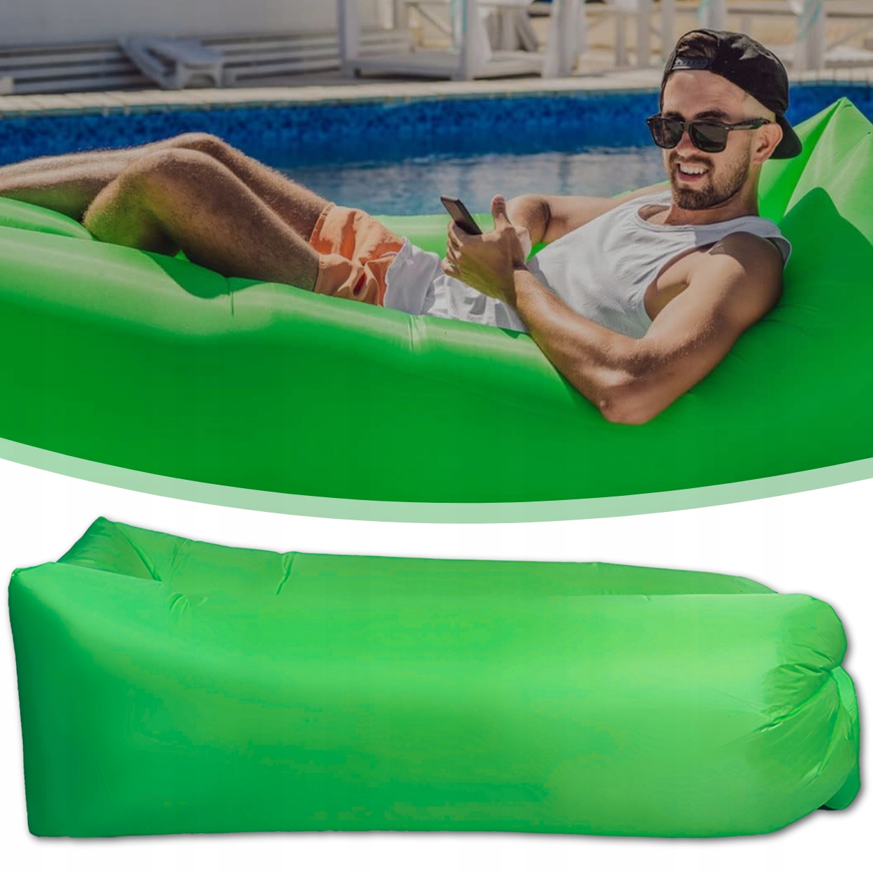 ČIUŽINIS KĖDĖLIS PRIPUČIAMA SULANKSTAMA SOFA LAZY BAG AIR FOR BEACH XXL foteliu