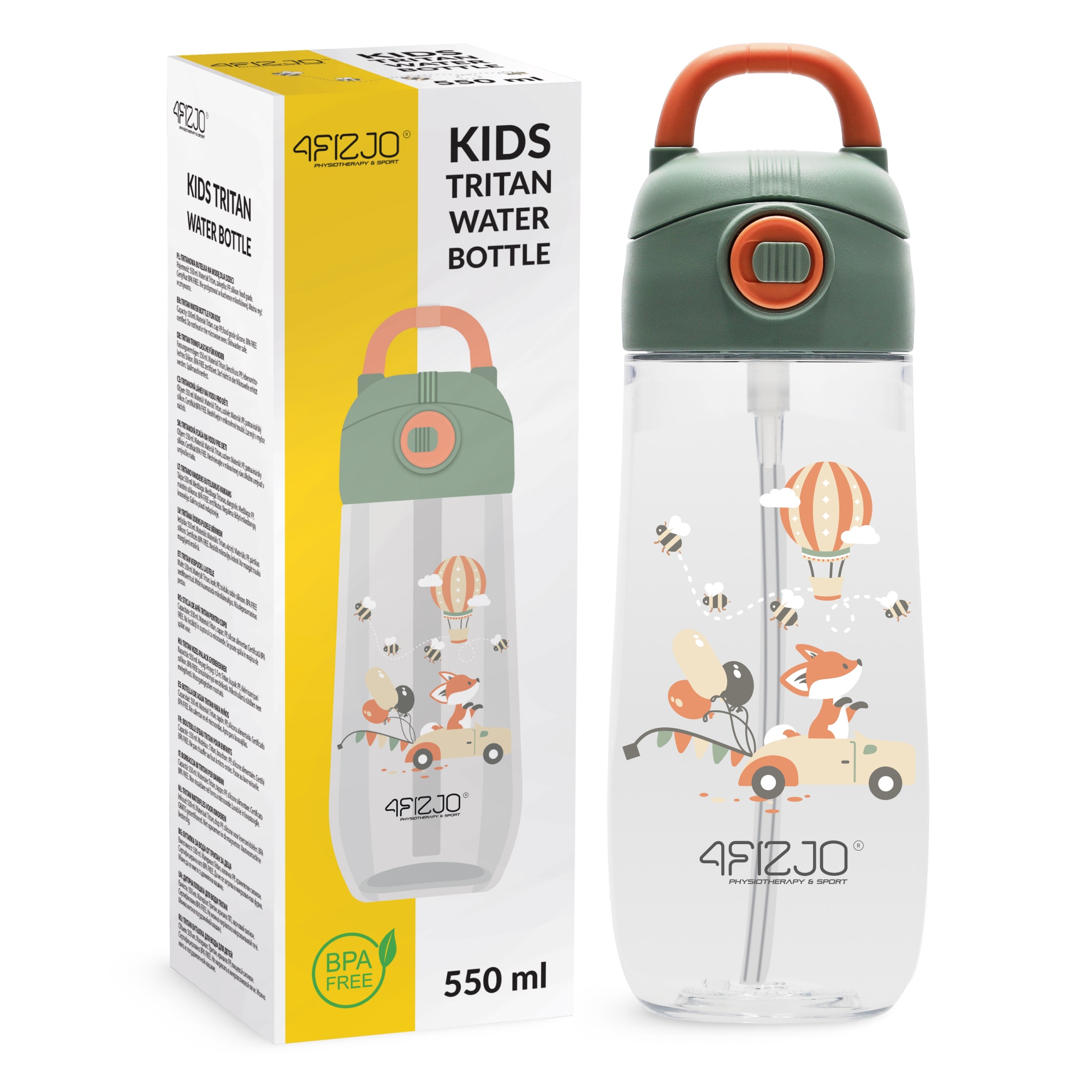 VANDENS BUTELIS VAIKŲ BUTELIŲ GĖRIMAS MOKYKLUI TRITAN SPORTS 550 ML