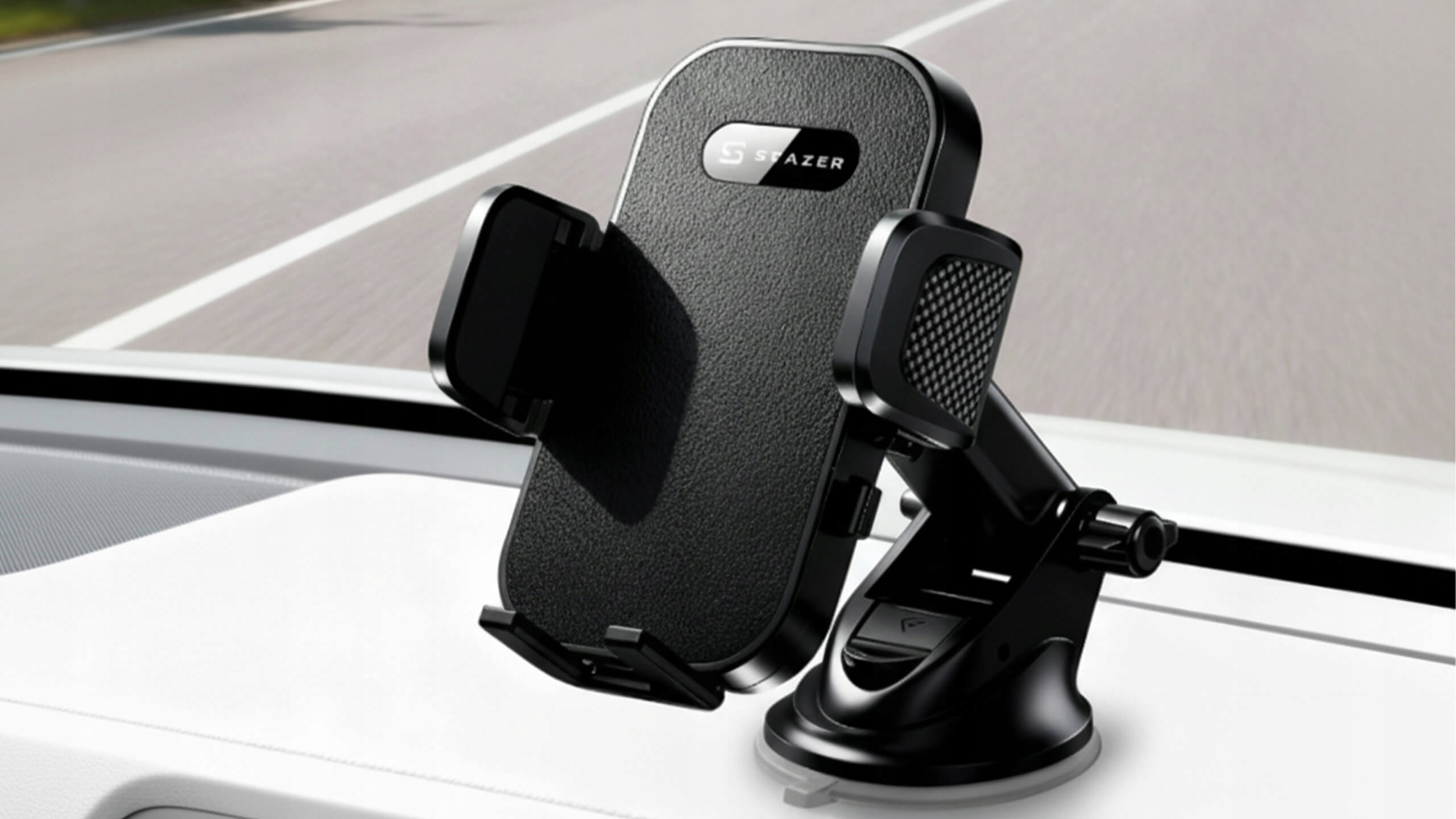 Automobilio telefono laikiklis prie automobilio lango, suspaudimo kabina