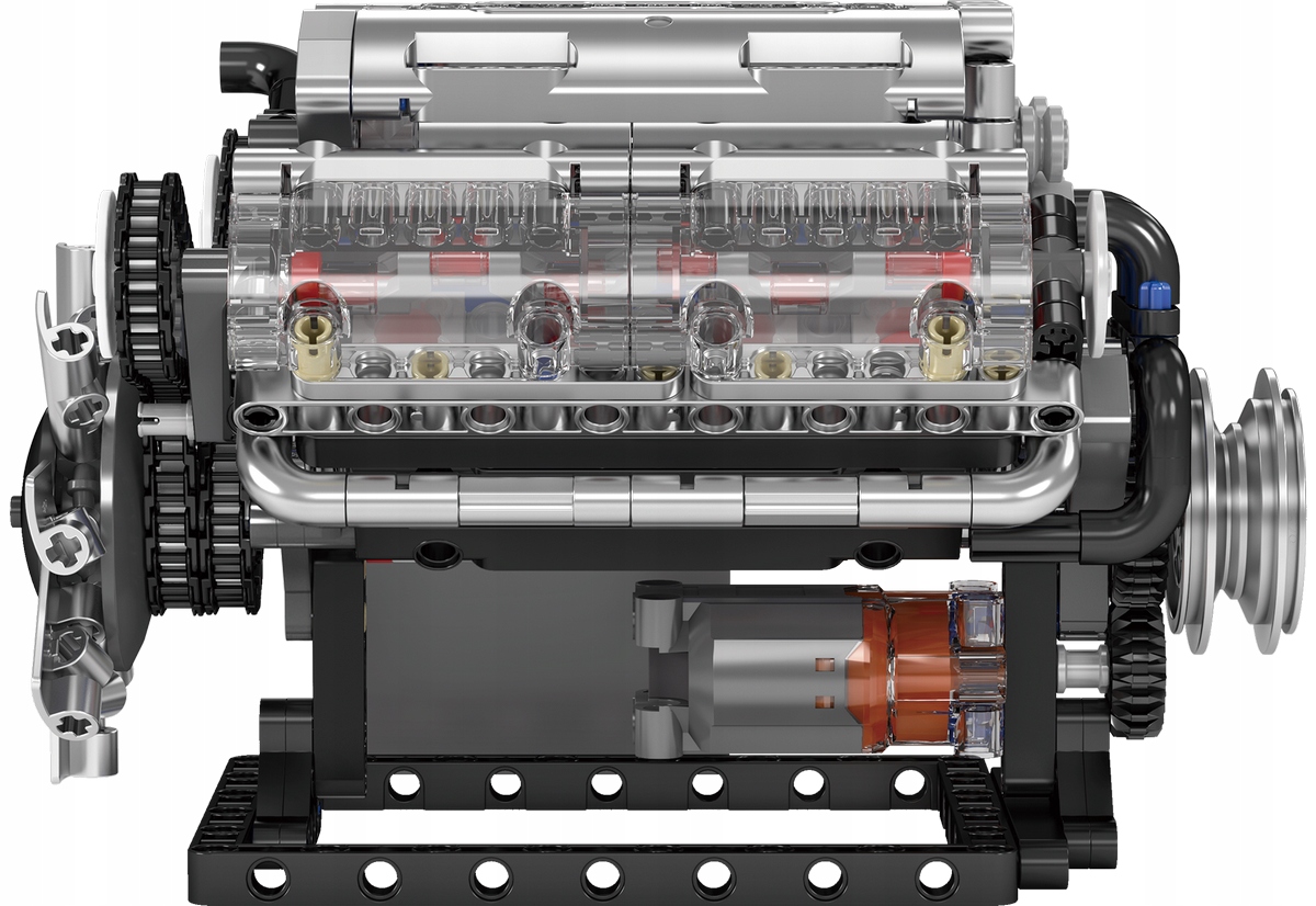 Blocks Mold King 10088 natūraliai įsiurbiamo V8 variklio techninės konstrukcijos modelis