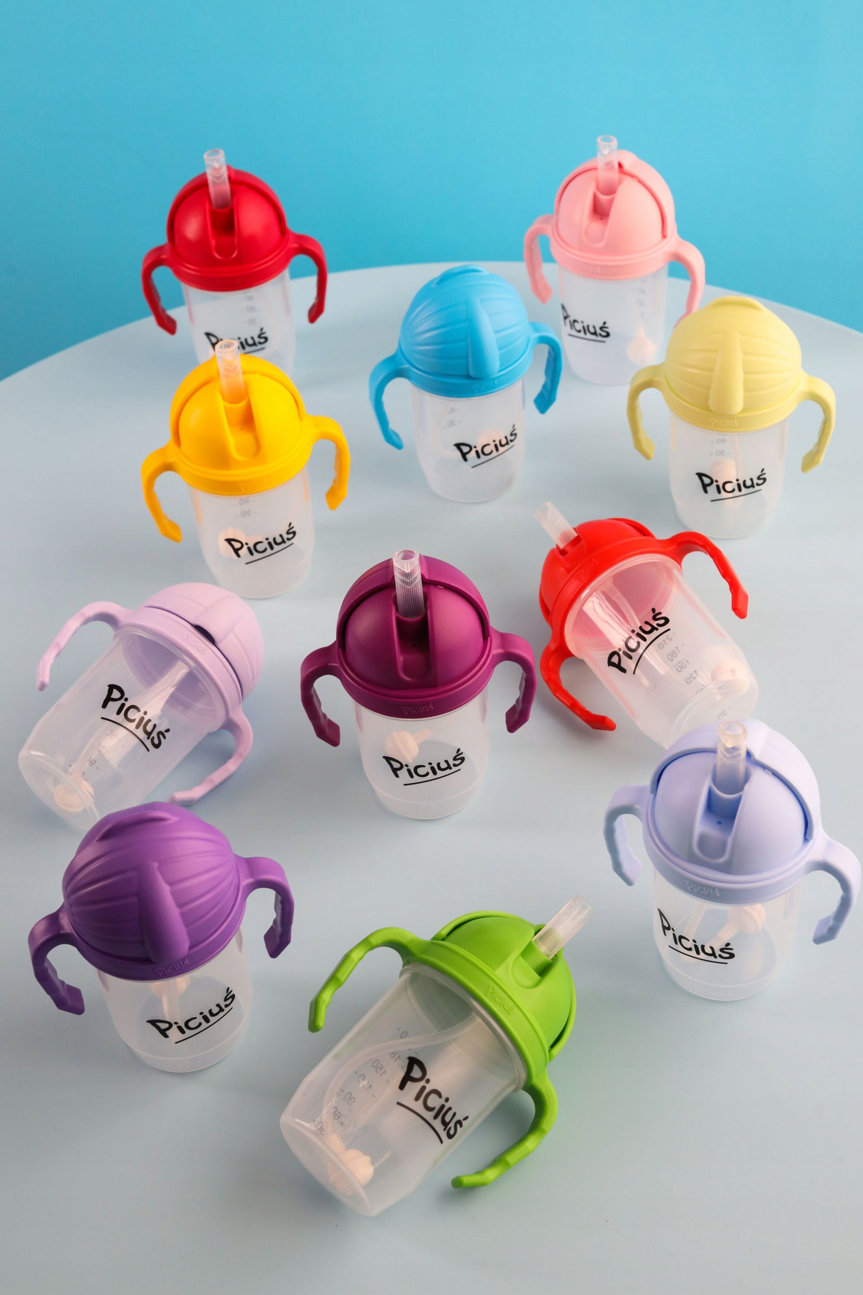 Piciuś Sippy buteliukas vaikams su pasvertu šiaudeliu 240 ml 6m+ BLUE