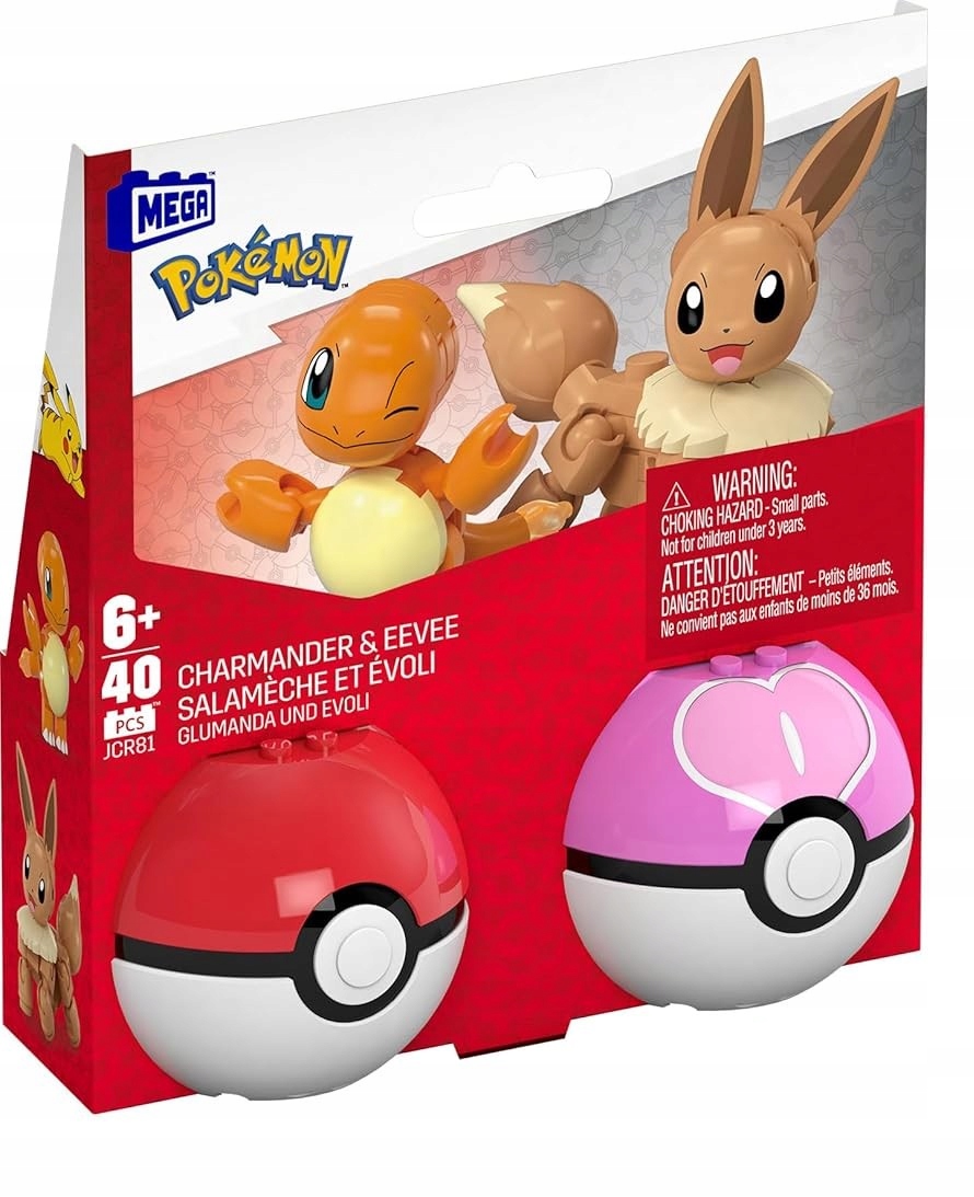 Pokémon 2-Pack Pokeballs MEGA Mattel Pokeball Charmander ir Eevee, 2 figūrėlės