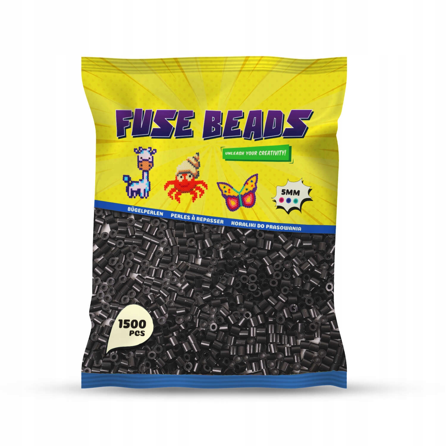 Benny Beads juodos vidurinio dydžio koralės 1500