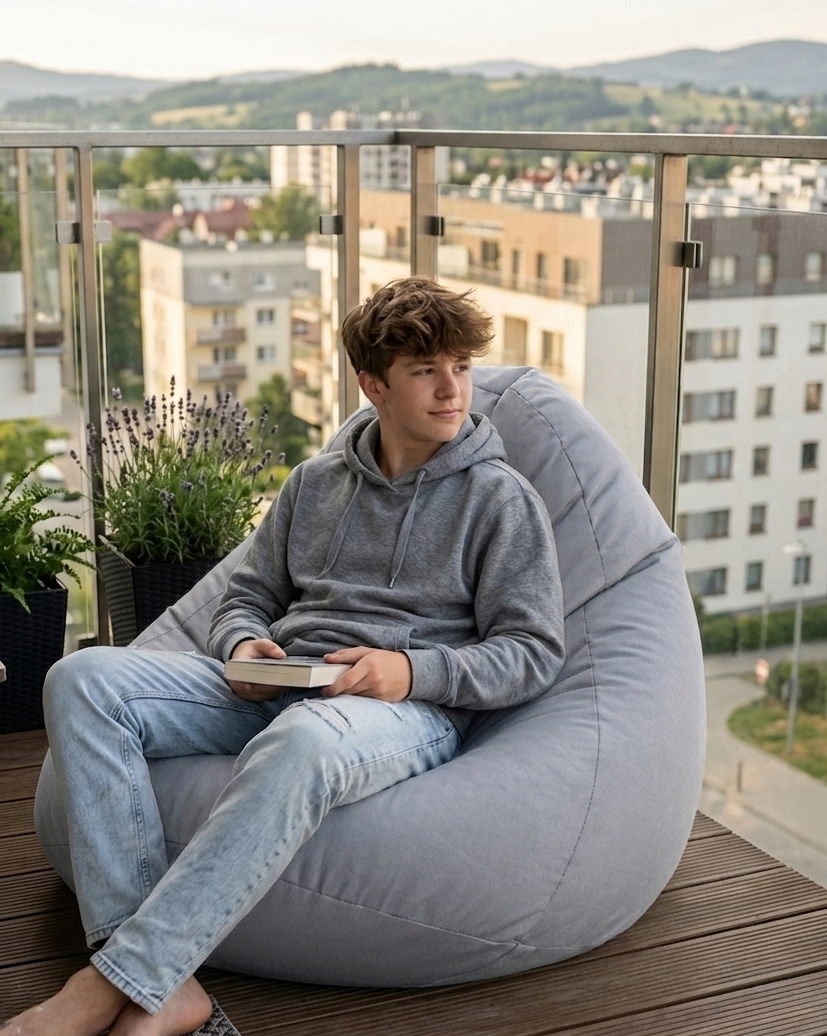 Sako Sack Pouffe 100x90cm Svetainės fotelis Vandeniui atsparus Oxford Antracito Pufas