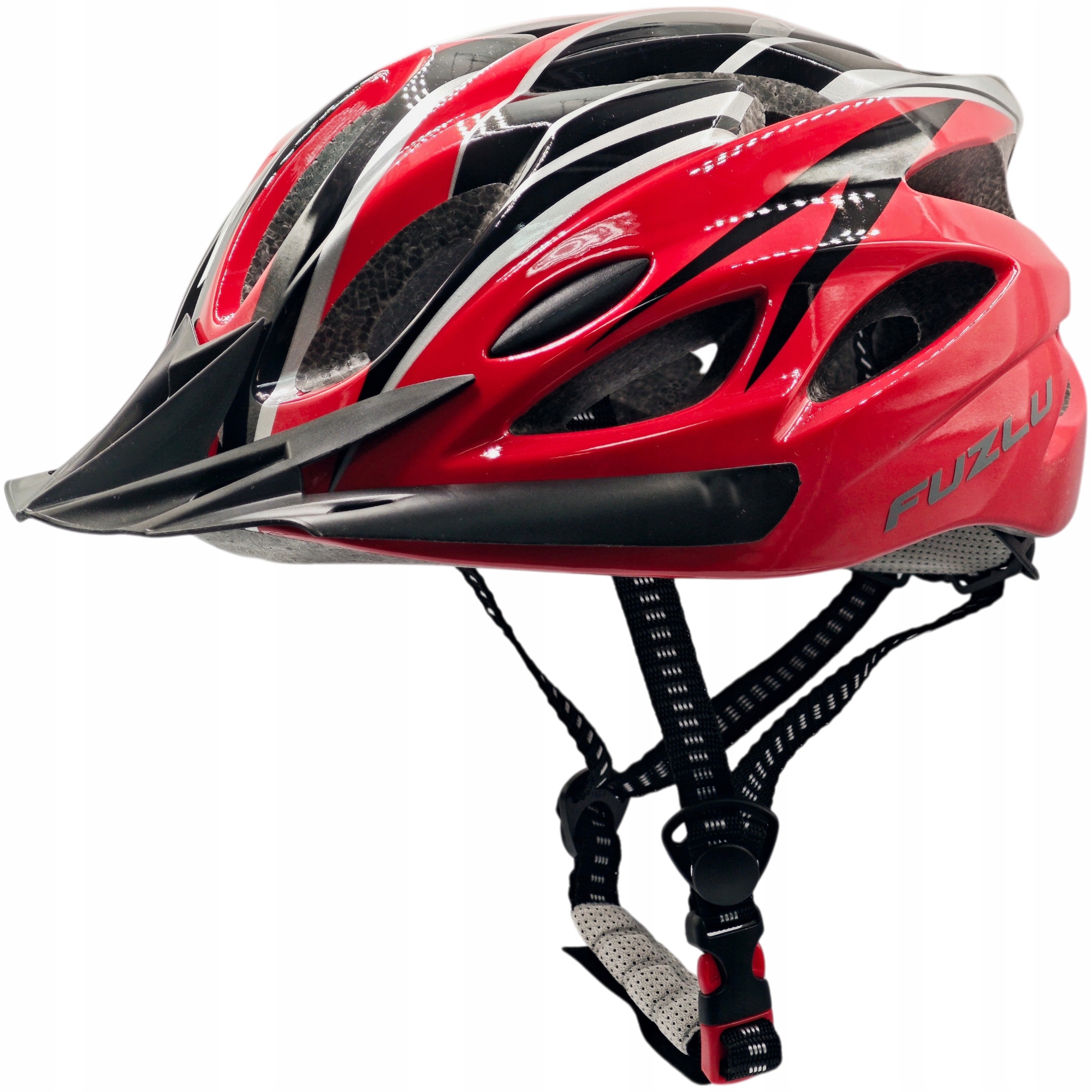 FUZLU Warrior JBHM01 dviračio šalmas Raudonas/Juodas dydis L (57-62 cm) reguliuojamas
