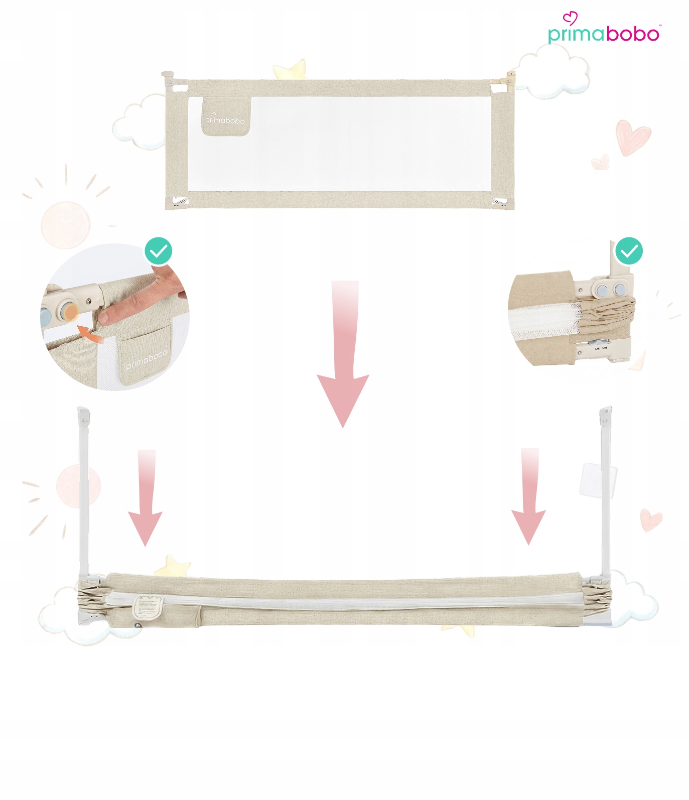 Primabobo Classic barjerina lovatėlei 200cm bež