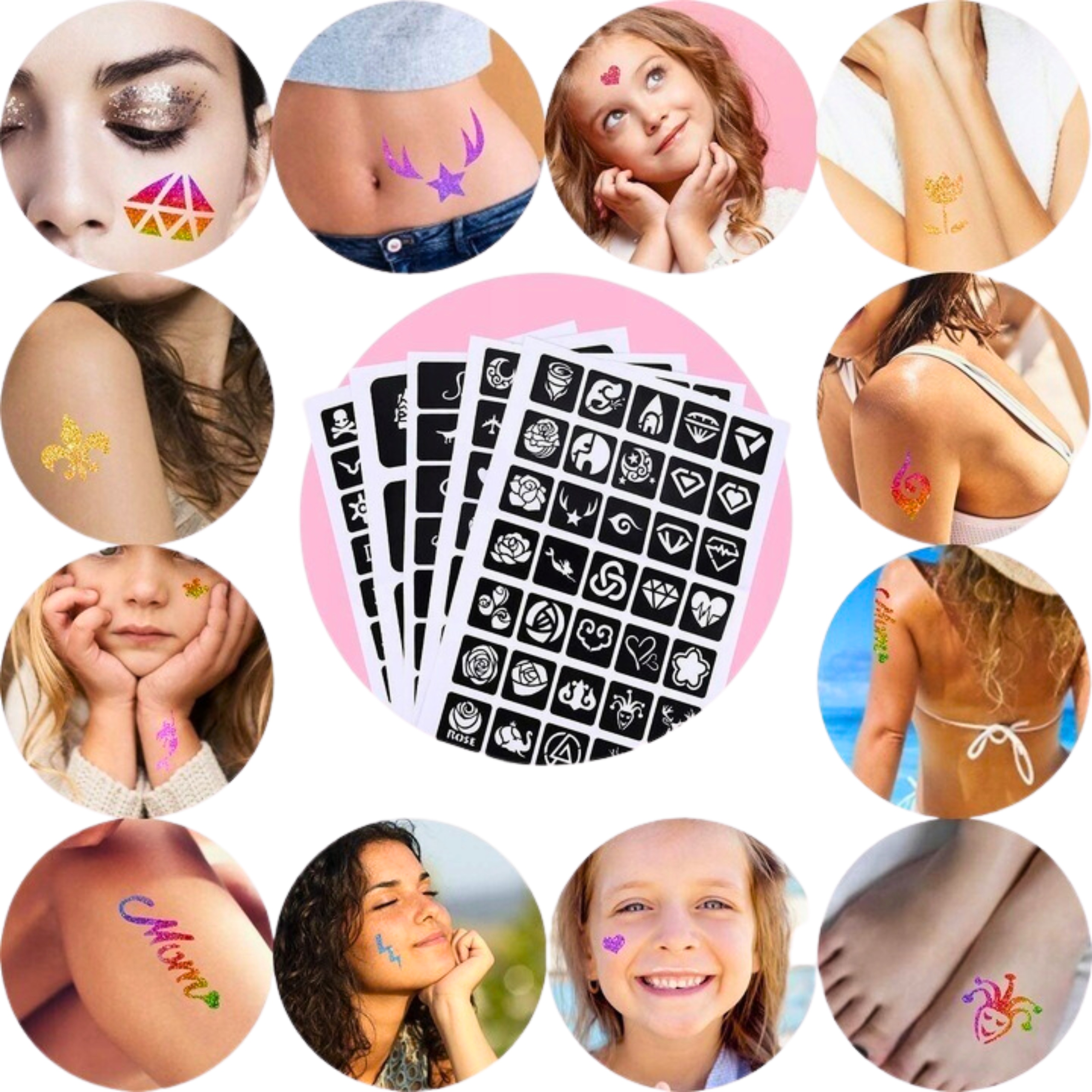 Tatuiruočių kūrimo rinkinys su blizgiais