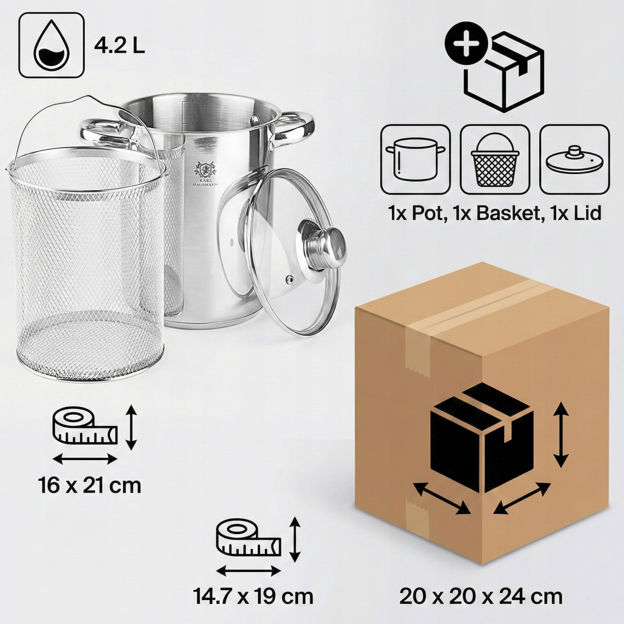 PUODAS ŠPARGŲ, MAkaronų, KUMPIO VIRTUVĖJE, PUODAS KOŠTUMUI, 4L, INDUKCIJAI, DUJOS