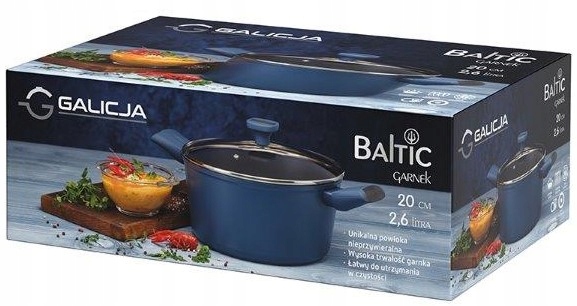AUKŠTAS PUODAS 22cm 4,2l BALTIC GALICJA NONLIPE INDUKCIJA su dangčiu