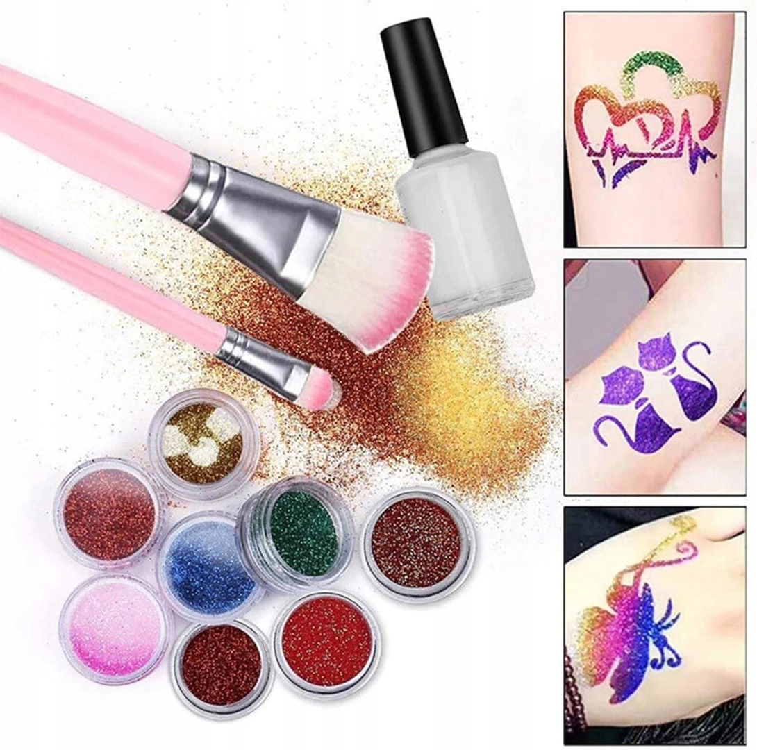 DIDELIS GLITTER TATTOO RINKINYS ŠABLONAI GLITTER TATTUOS XL VAIKAMS