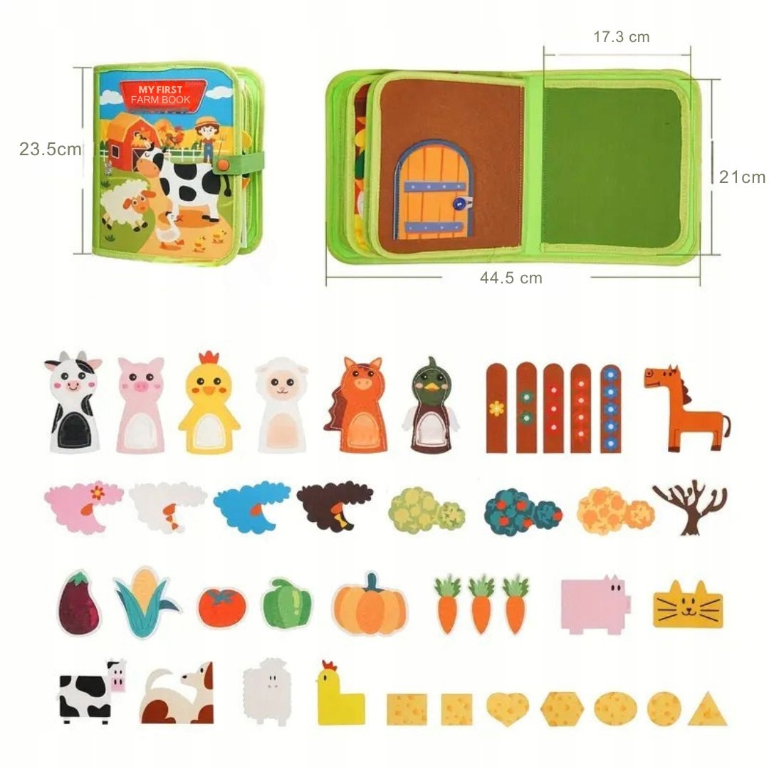 JAUTIMO KNYGA Velcro Velcro Gyvūnai Montessori Vaikai
