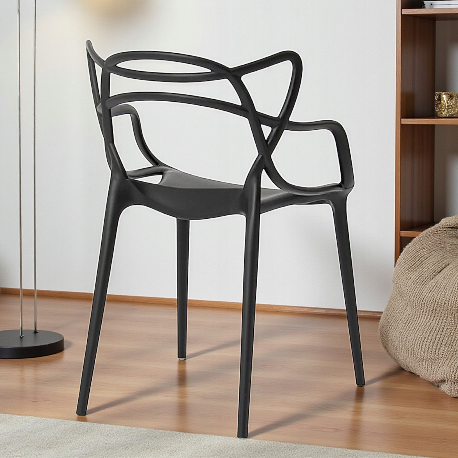 Ažūrinė kėdė Juoda Modernus LOFT fotelis Home Garden Bistro PREMIUM