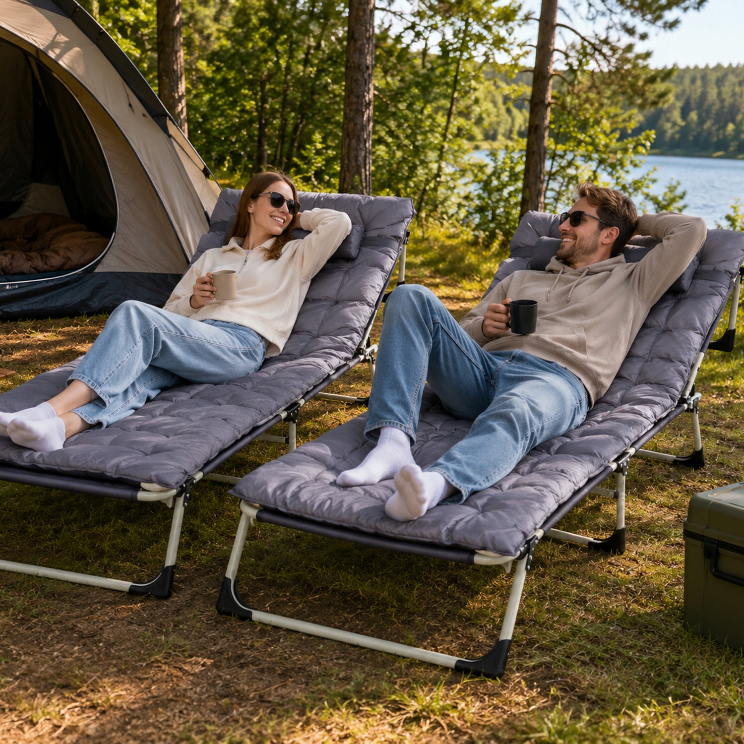 SODO KĖDĖ, TURISTINĖ LOVA, sulankstoma, PREMIUM, REGULIUOJAMA, PAPLŪDIMAS