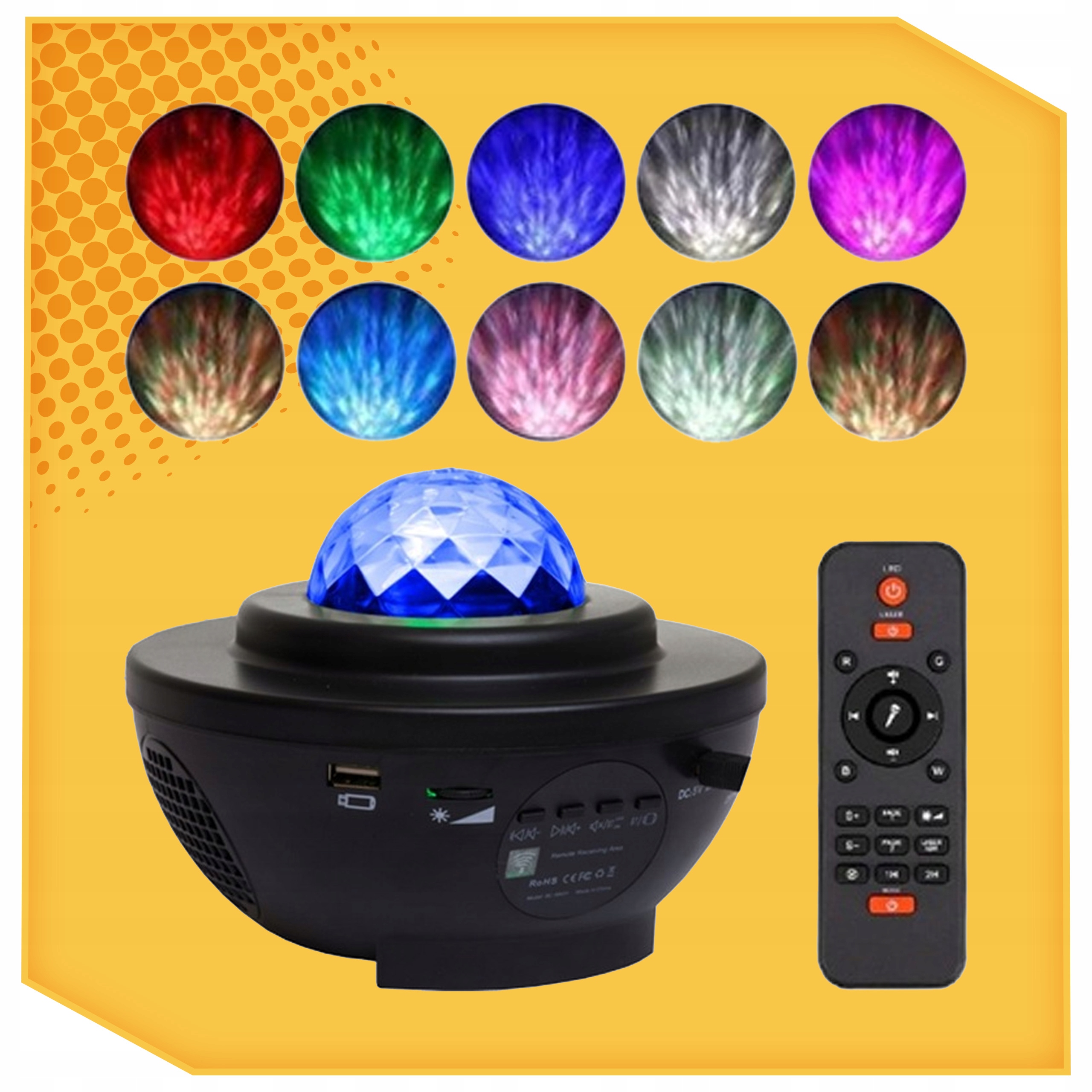 STARS PROJECTOR SKY PROJECTOR LED NAKTINIS LAMP BLUETOOTH GALBARIASIS + NUOTOLINIO PULTAS
