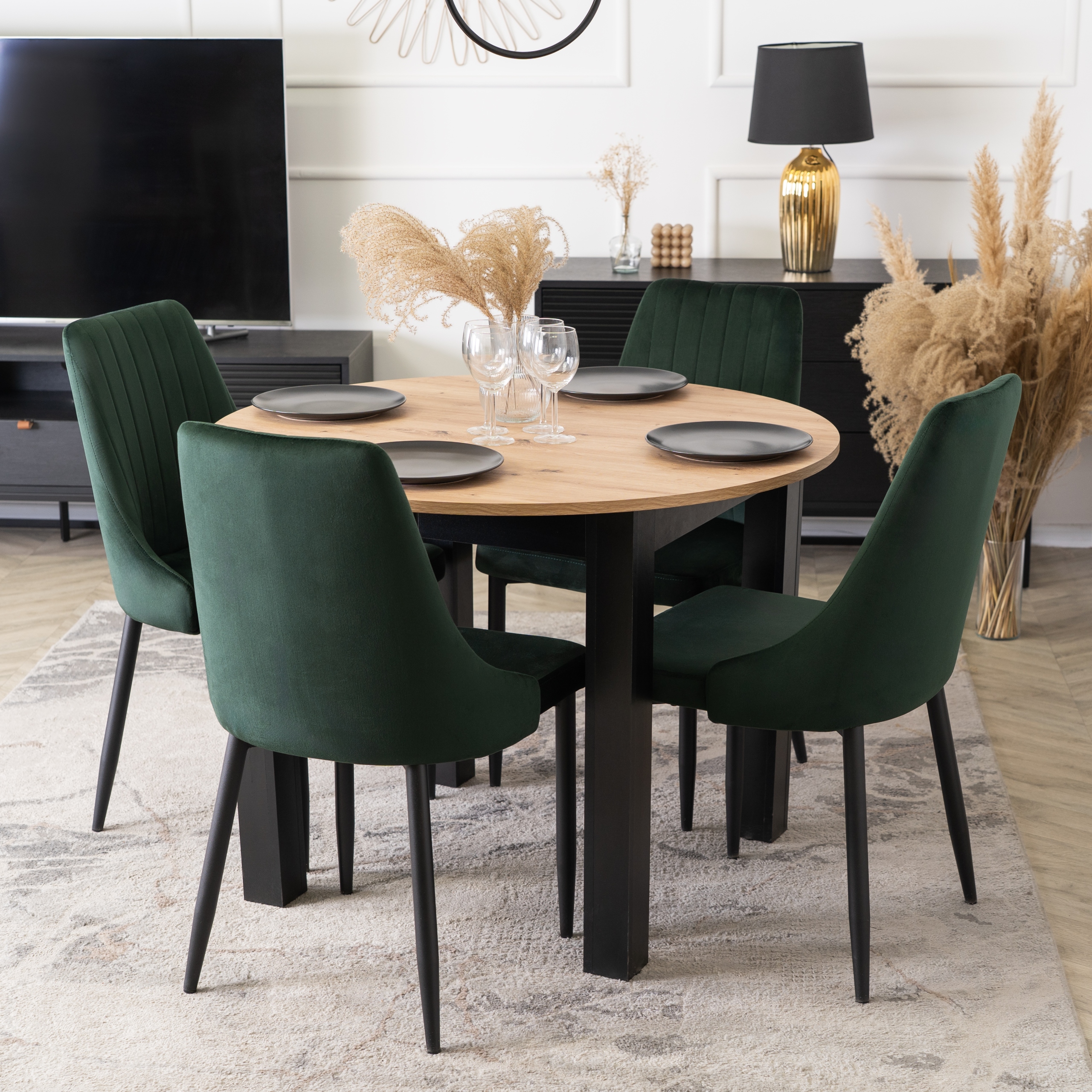 Minkšta veliūrinė virtuvės kėdė valgomajam Svetainės Loft Green BARI