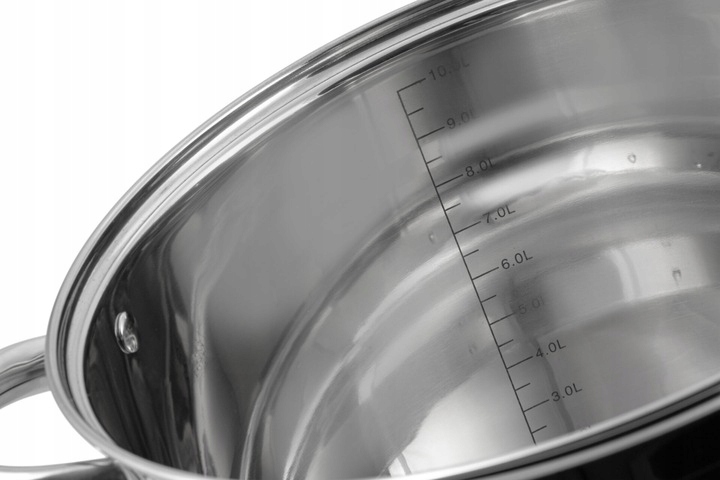 INDUKCINIS PUODAS, PLIENINIS DUJOS SU DANGIU, Sunkus, DIDELIS, AUKŠTAS, Ø33 cm, 17 L