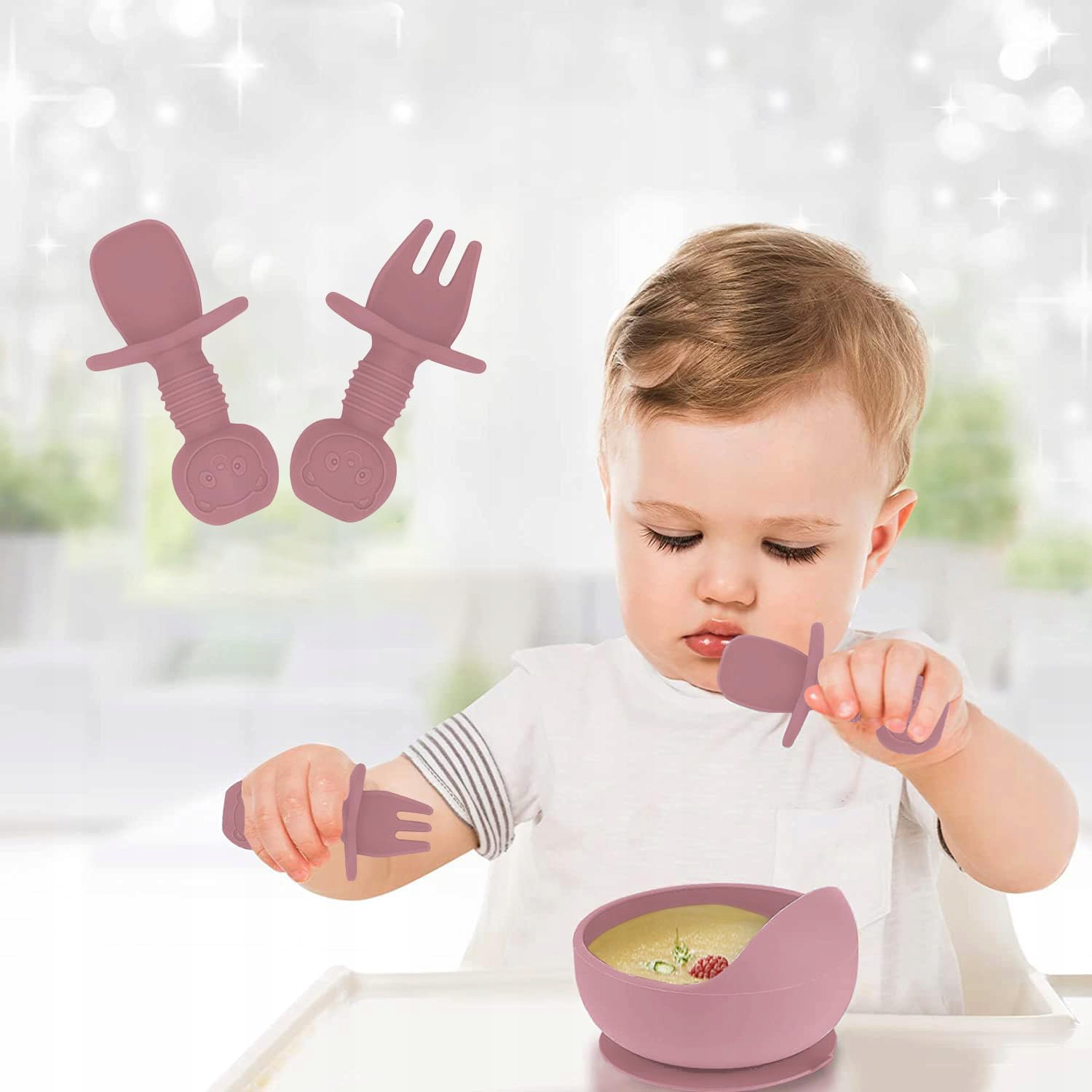 8 vnt silikoninių indų rinkinys silikoninis kūdikių indų rinkinys