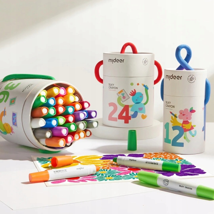 Mideer Silky 12 spalvų minkštos kreidės