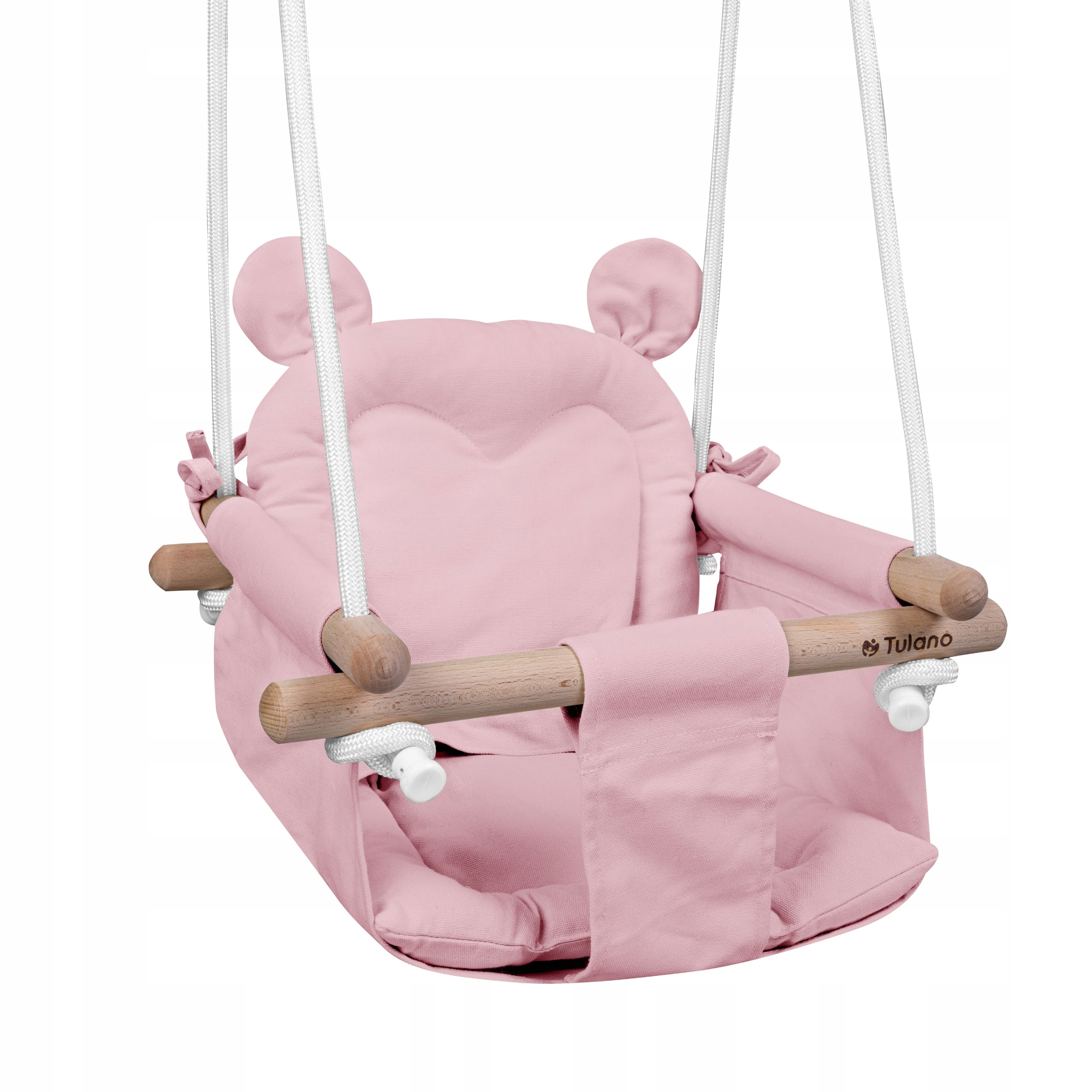 TULANO medinės sūpynės vaikams namams ir sodui BEAR HOP 30 Pink 6m+