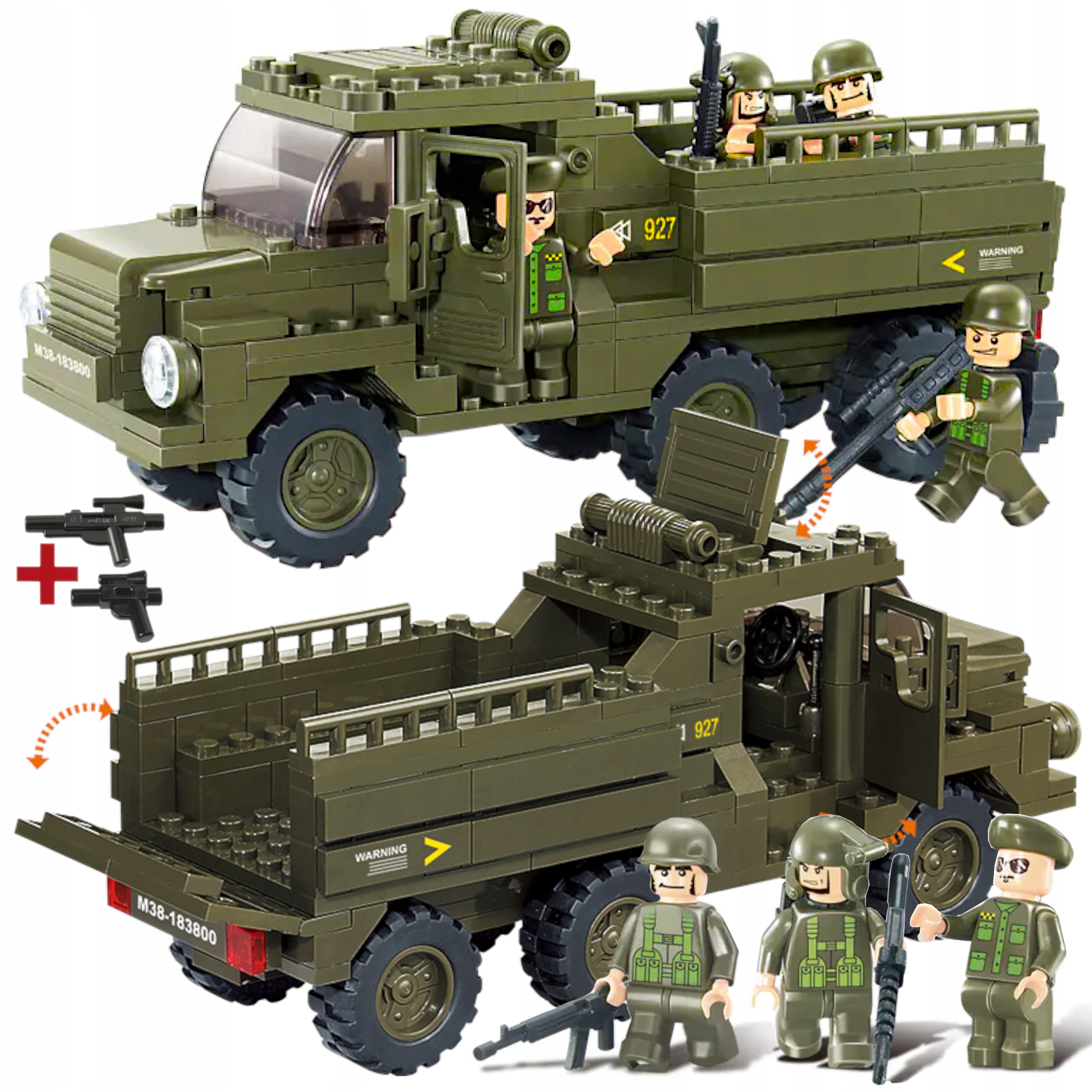 Plytelės AMERICAN TRUCK M939 MILITARY TRANSPORTER Kariai + 2X LEGO ginklai
