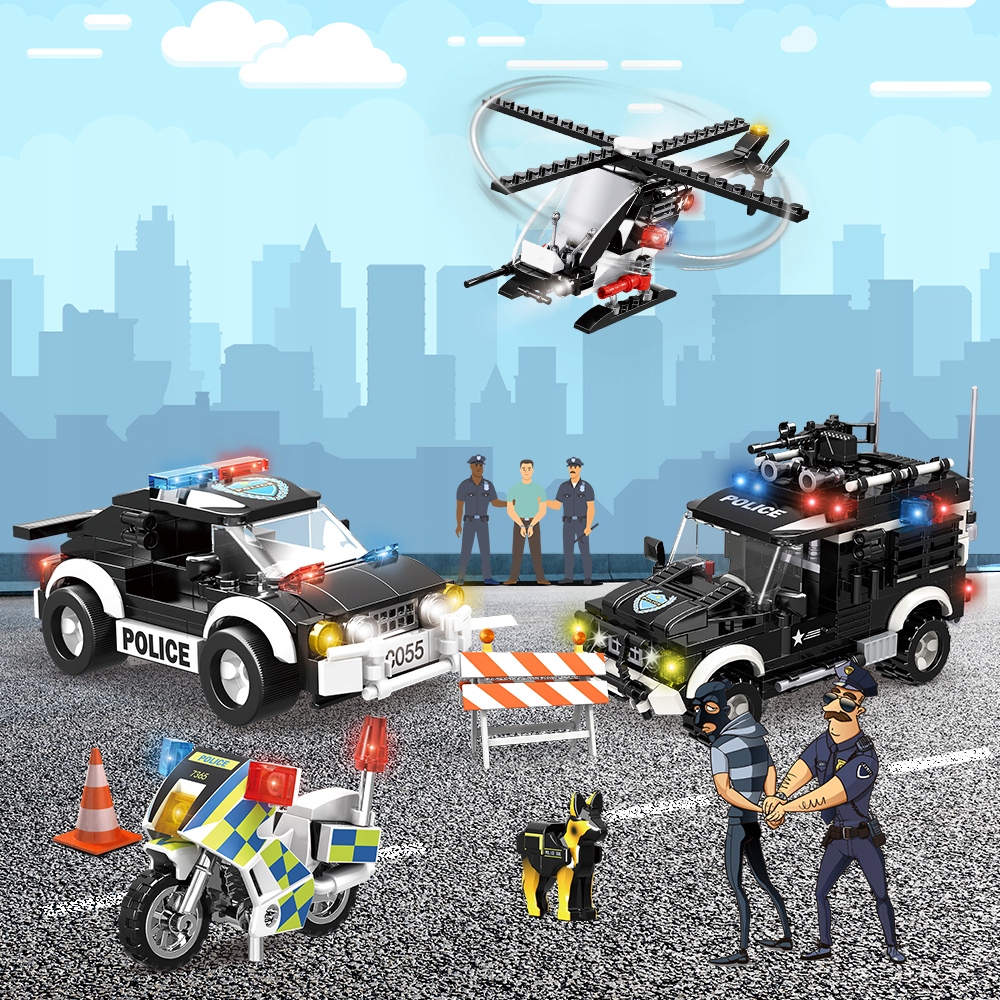 Hogokids policijos posteris su lėktuvu ir motociklu 1261 dalių