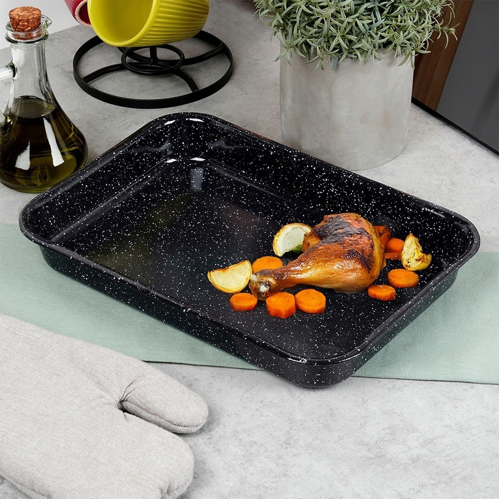 Kepimo skarda 34X24X4.5CM 2.5L JUODAS EMALINIS PLIENAS ORKAITĖS