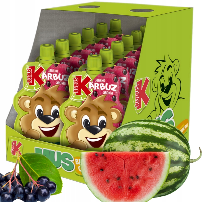 Kubuś mus 100% obuolys arbūzas aronija 12x100g