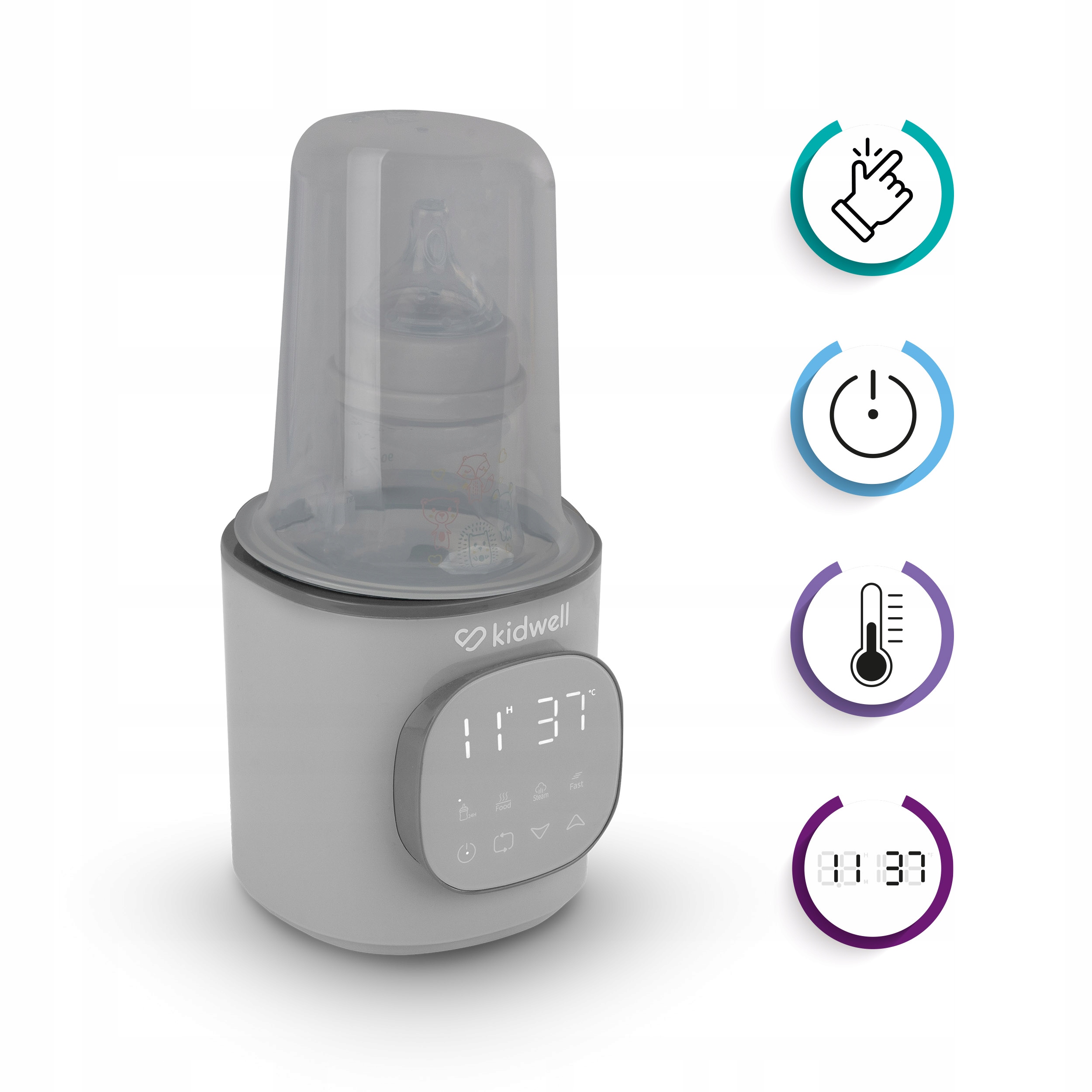 GALA butelių šildytuvas Grey Kidwell 4-in-1 sterilizatorius