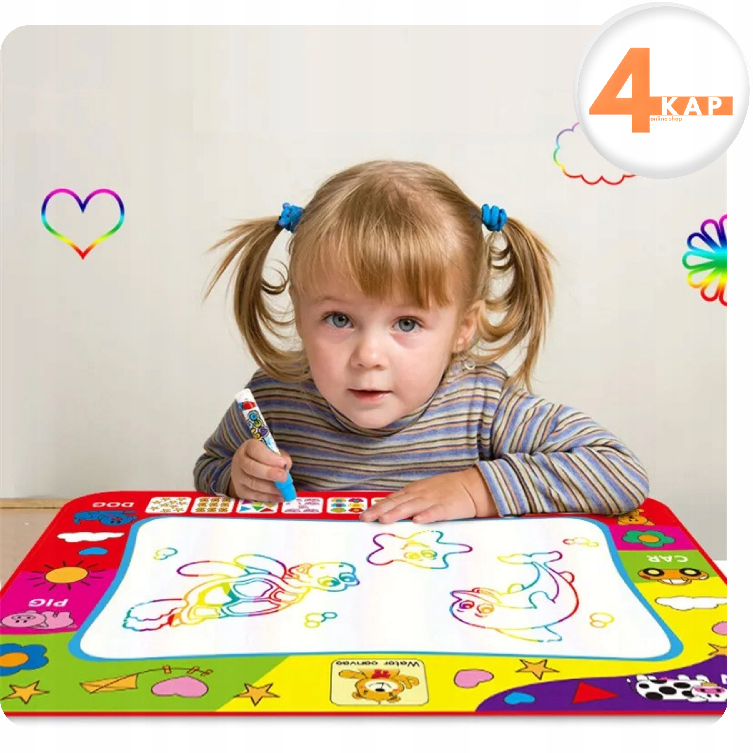 LandToys didelė vandens piešimo kilimėlis su žymekliais