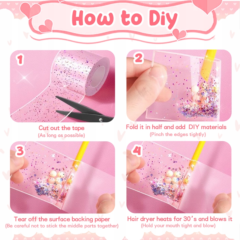 5 ROLL NANO JUOSTOS BURUBULIŲ RINKINYS BURUBULĖLIŲ PŪTIMO DIY Blow Bubble Dvipusis