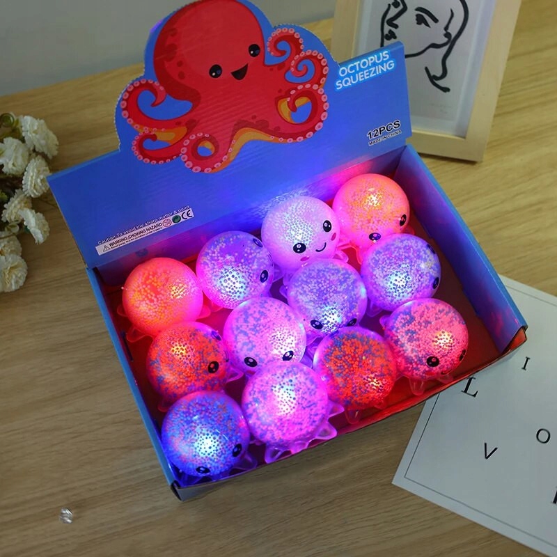 Šviesiantis squishy aštuonkojis su LED