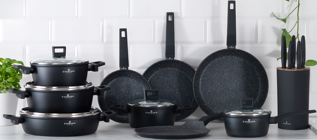 ZWIEGER FORTE PUODAS 4,5 L SU DANGIU 24 CM JUODAS INDUKCINIS ALUMINIUMAS