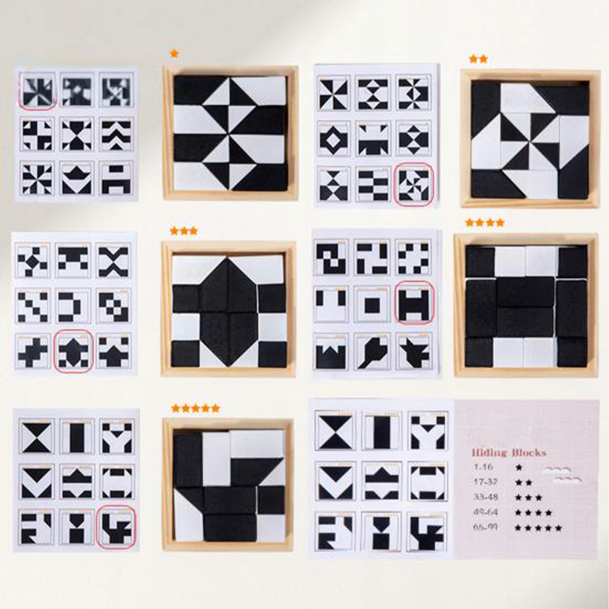 Geometriniai mediniai konstruktyvieji blokeliai Montessori