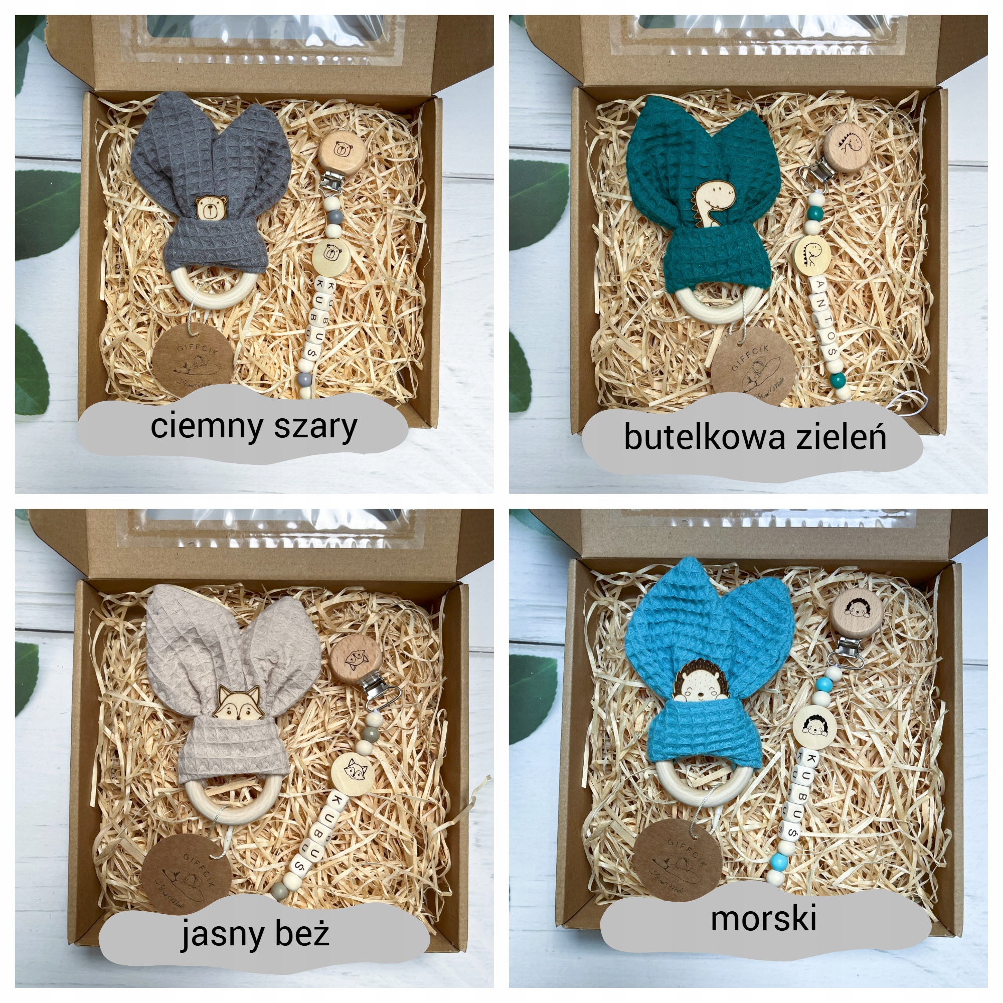 Dovana kūdikiui, rinkinys su dantukais ir personalizuotas čiulptuko pakabukas
