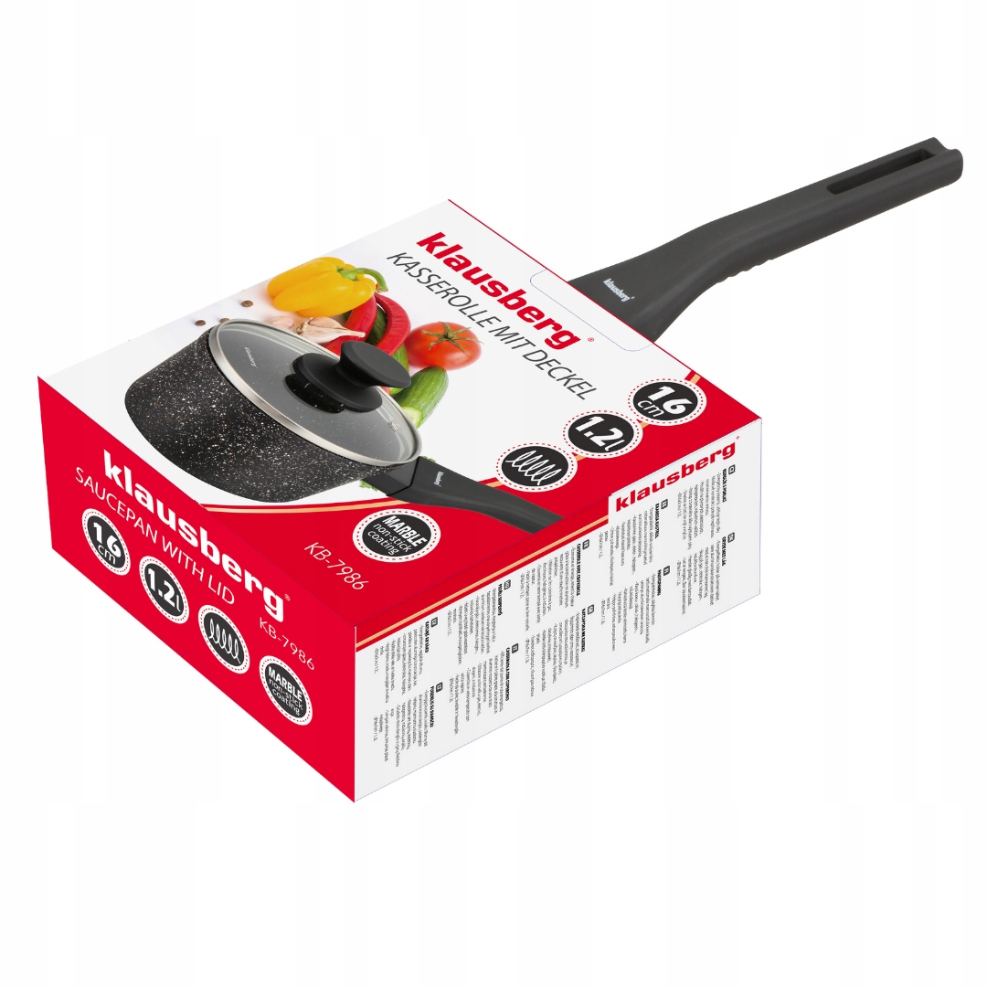 Marmurinis puodas 16 cm su dangčiu Indukcinės dujos Nelipnus 1,2L KB7986