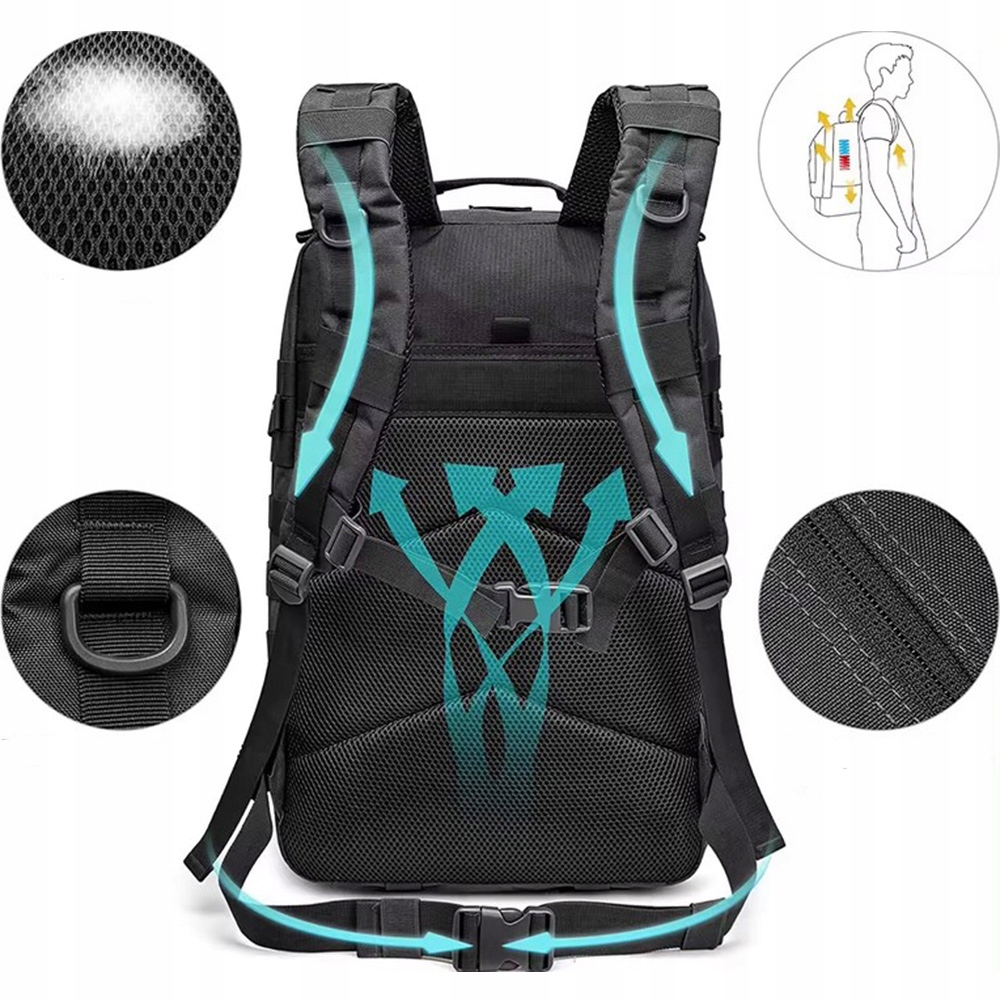 KARINĖ TAKTINĖ KARINĖ KUPRINĖ, VYRŲ SKAUTŲ IŠGYVIMO 35L, JUODAS BK